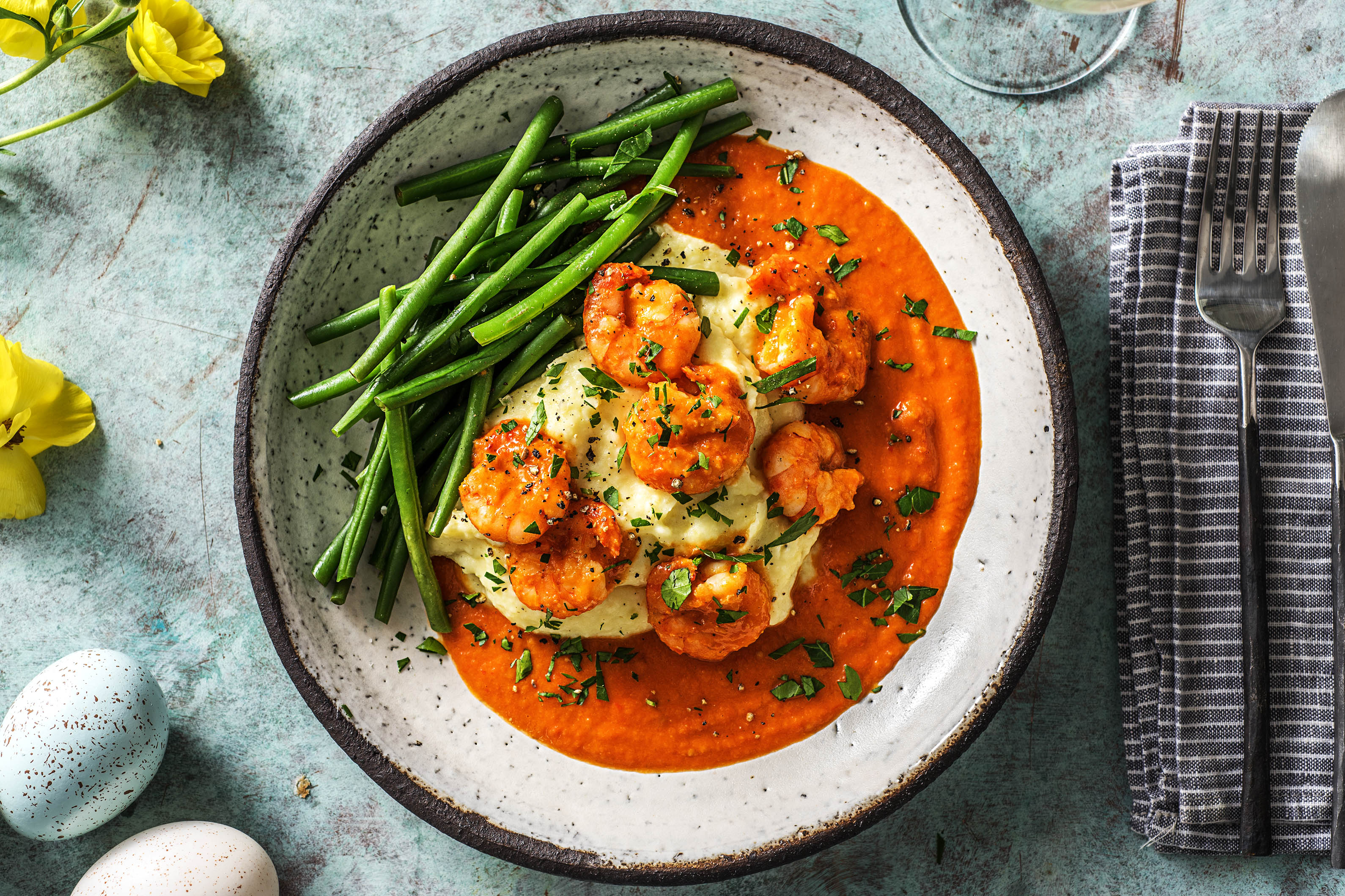 Garnalen in verse tomatensaus