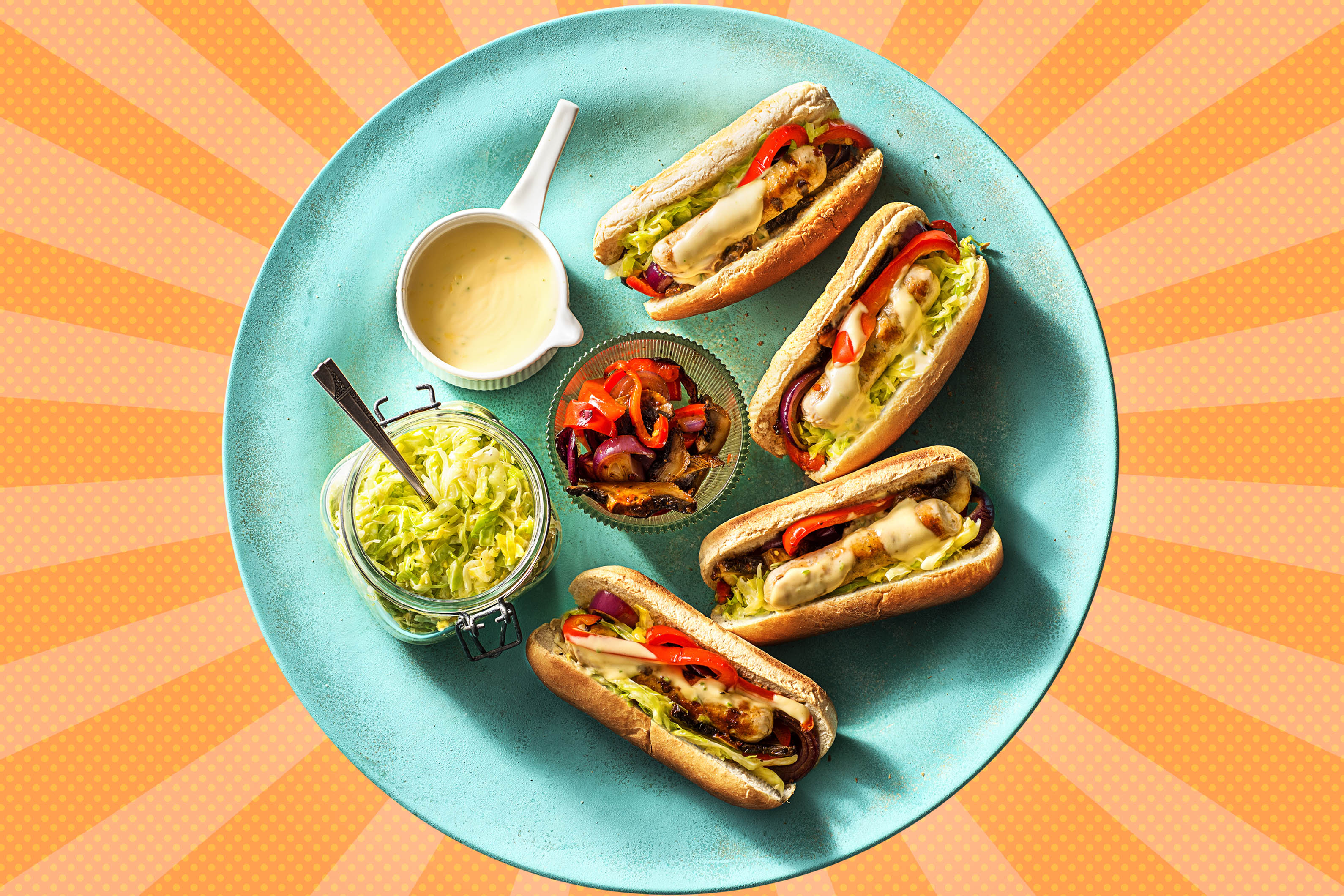 Hot Dogs mit vegetarischer Mühlen Bratwurst