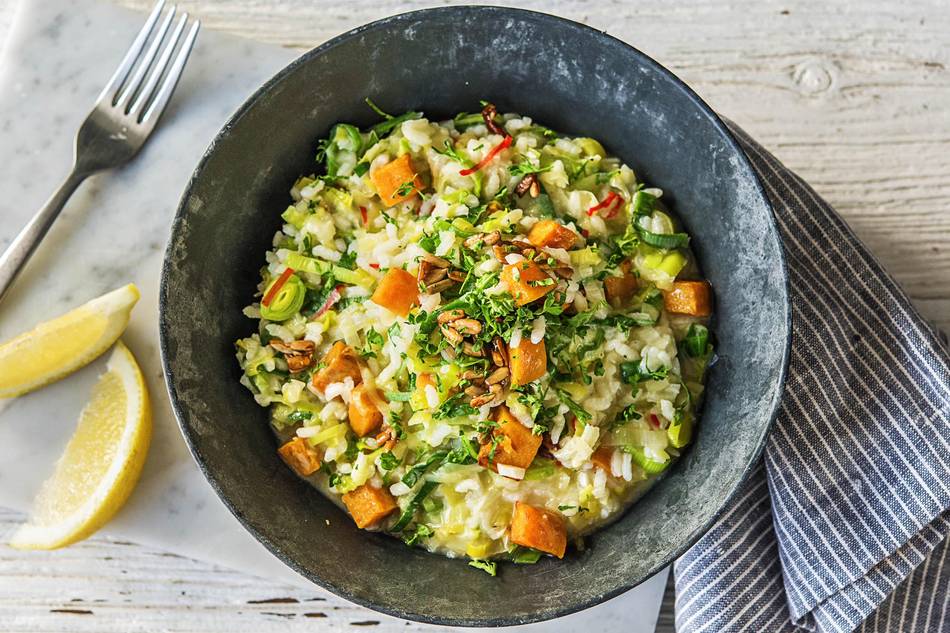 Süsskartoffel-Lauch-Risotto,