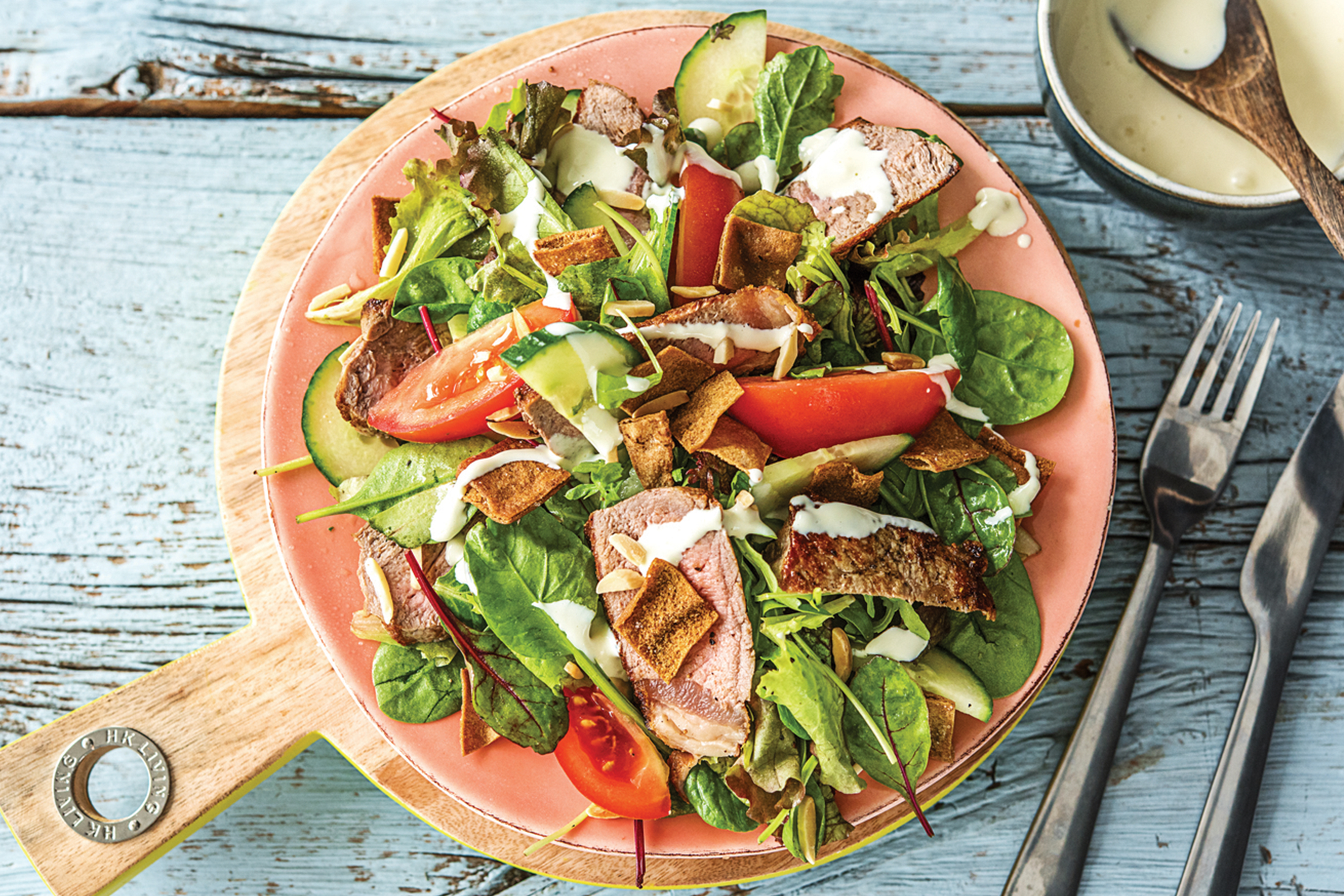 Italian Herbed Beef & Pita Bread Salad