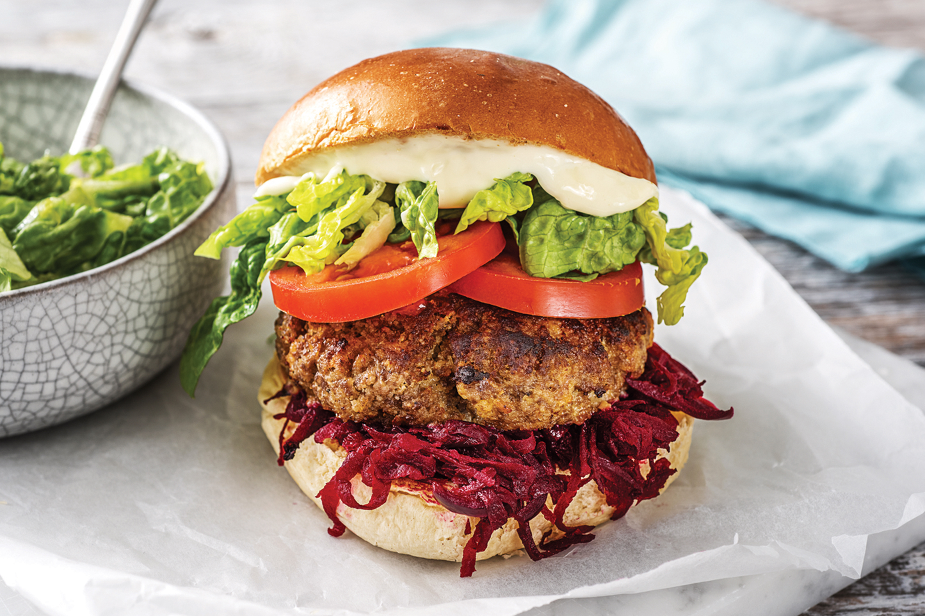 Honey Mustard Beef & Salad Burgers