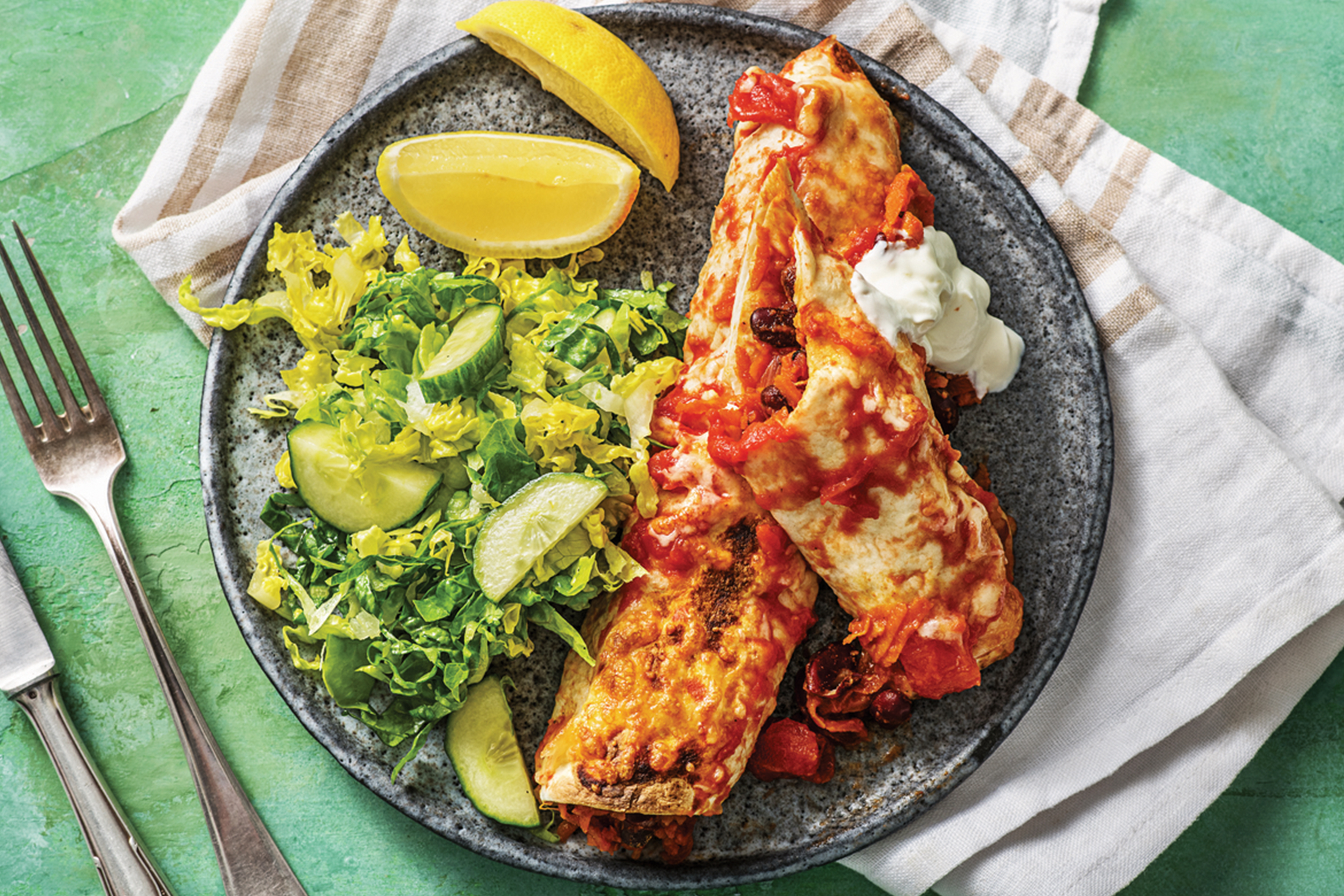 Cheesy Veg & Bean Enchiladas