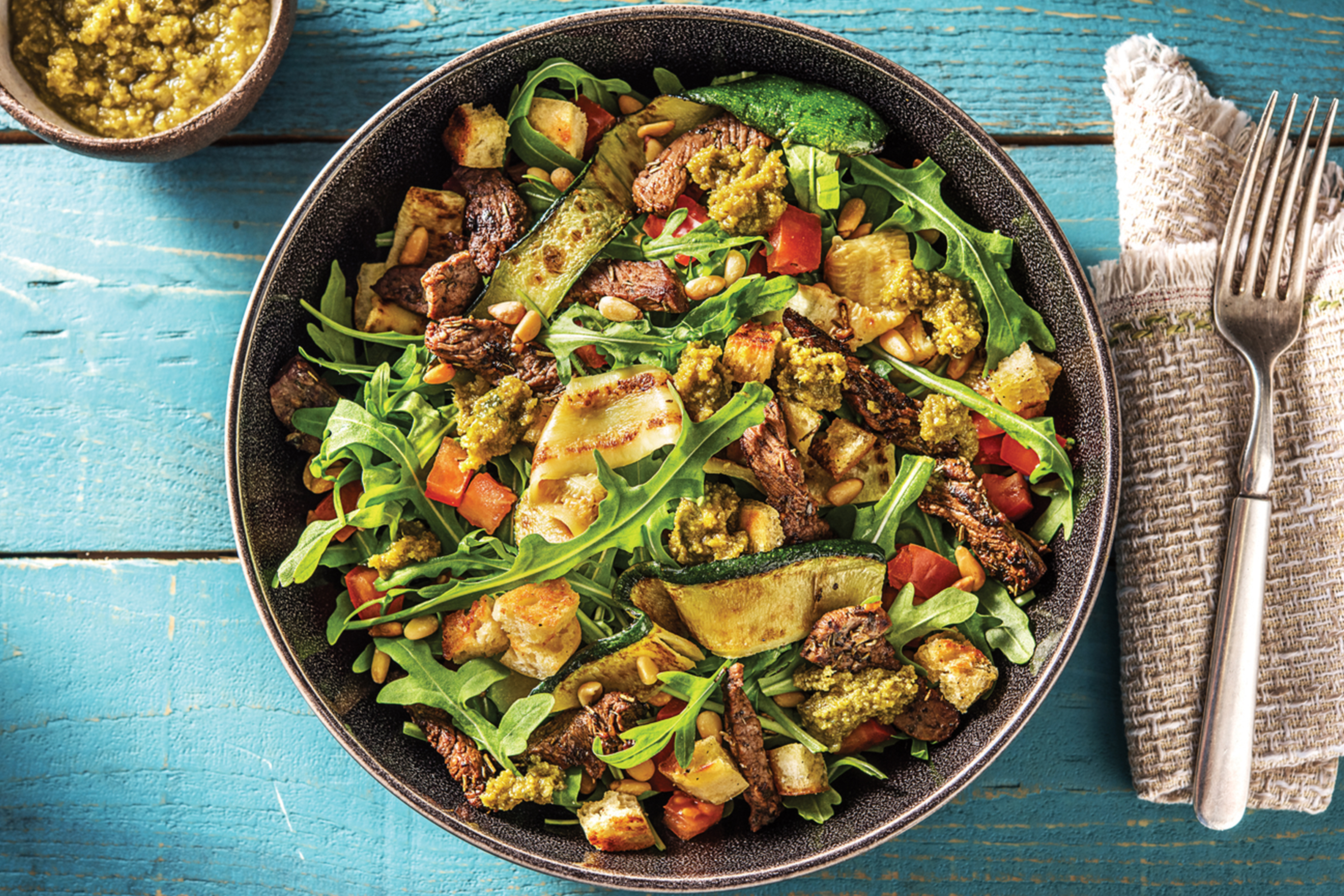 Quick Italian Pesto Beef Toss