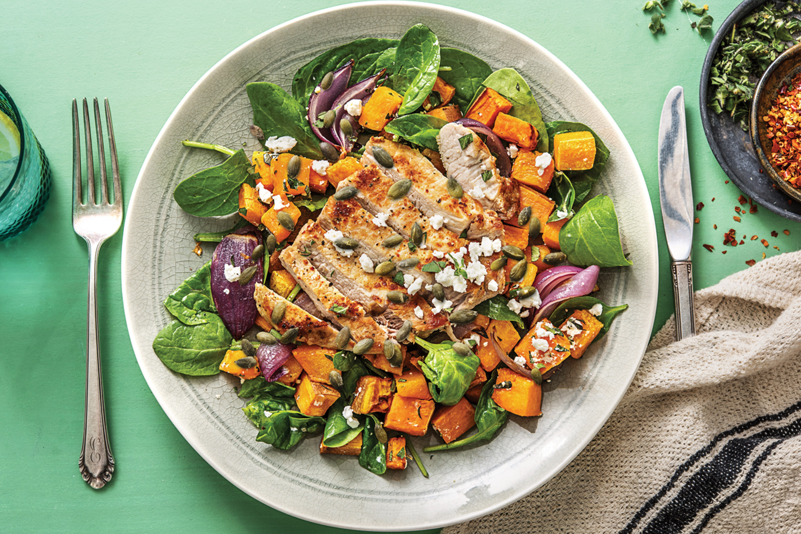 Honey-Garlic Pork & Roast Veggie Salad