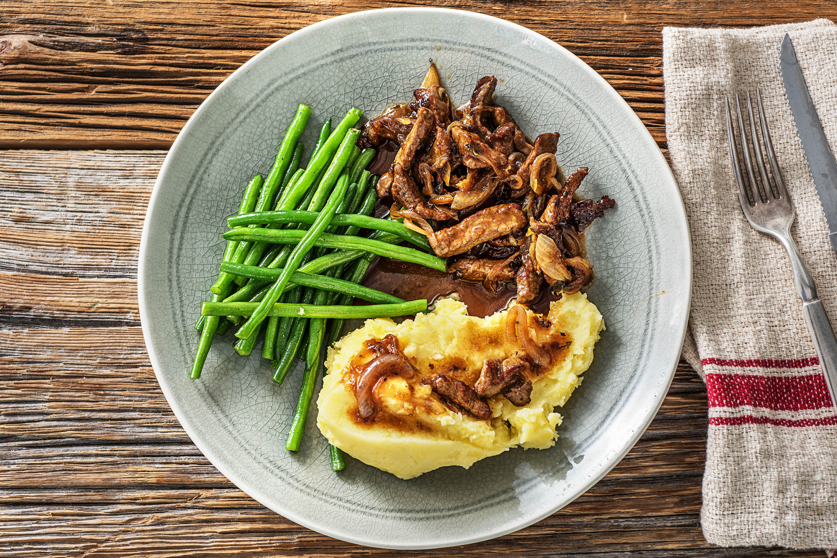 Hüftsteakstreifen in Thymiansoße