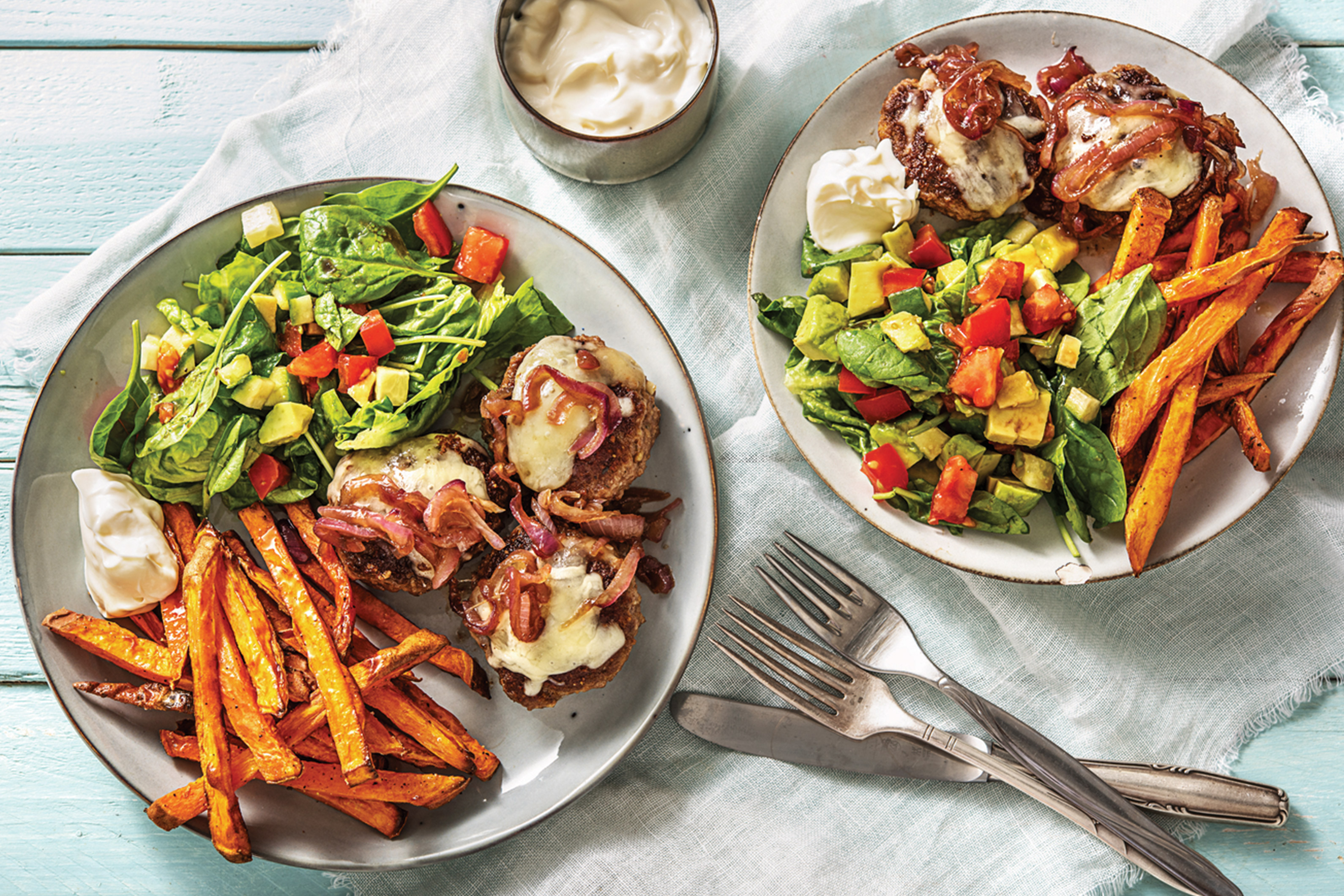 Beef Rissoles & Sweet Potato Fries