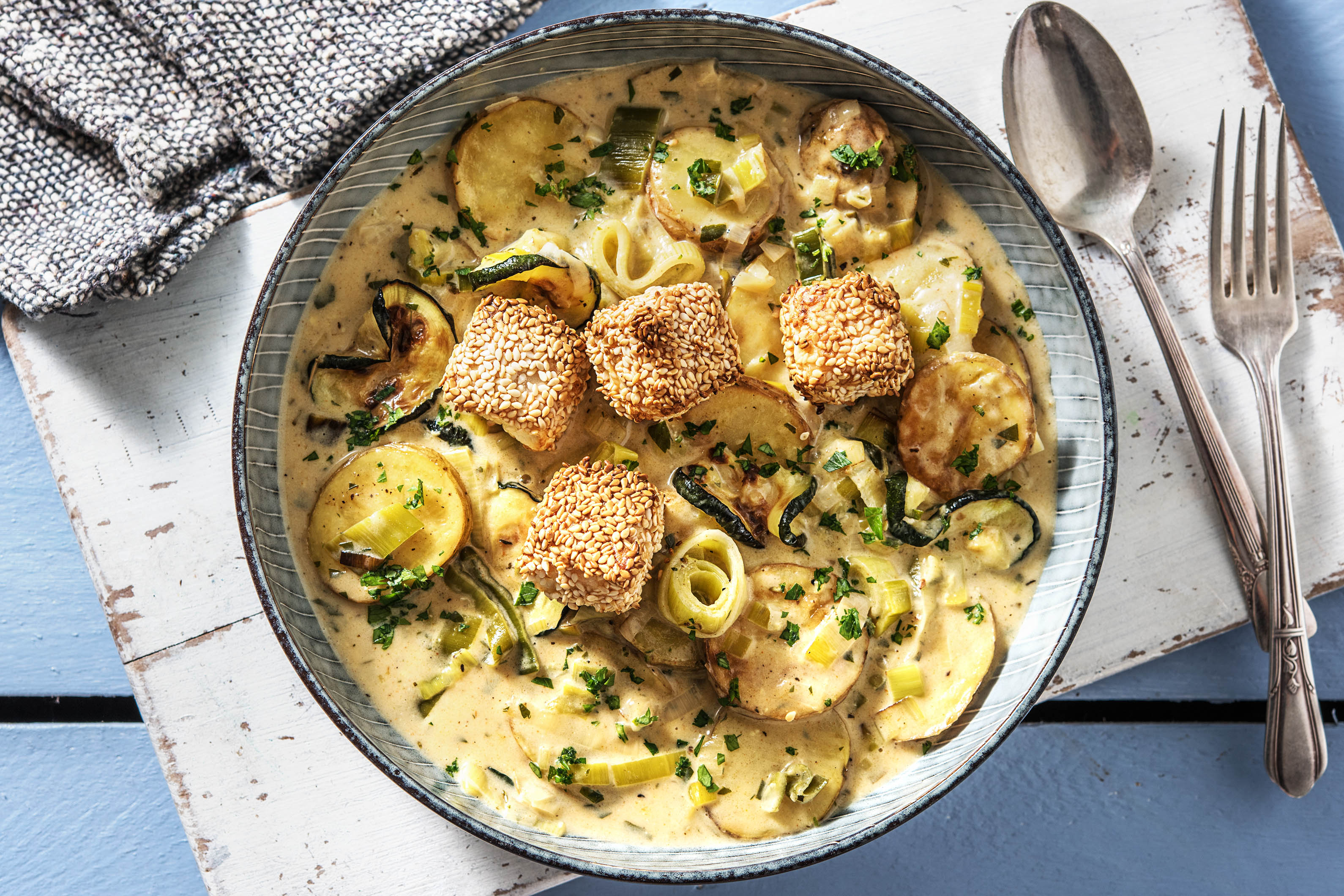Cremiger Zucchini-Kartoffel-Eintopf