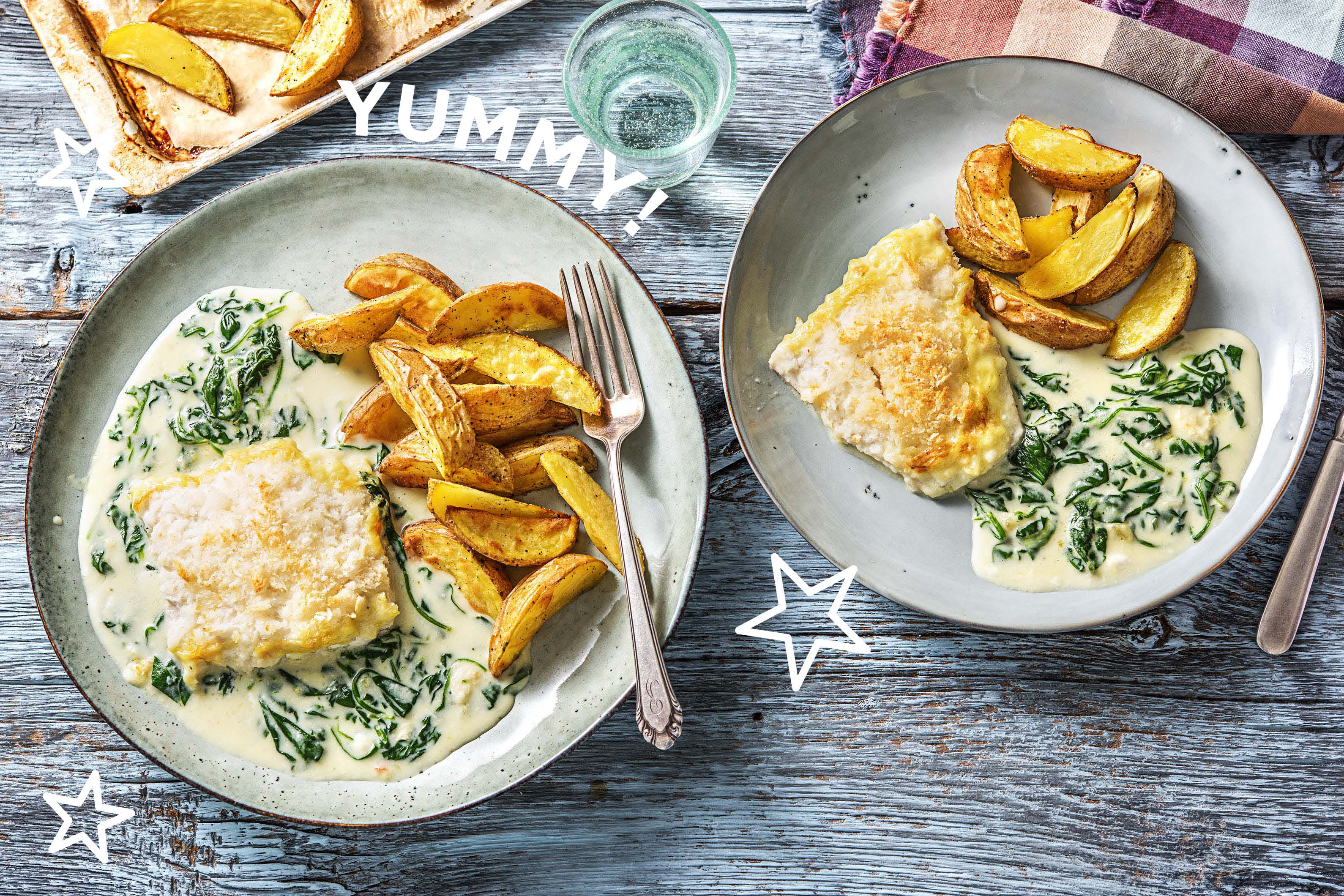 Seehecht in Spinat-Sahne-Soße aus dem Ofen