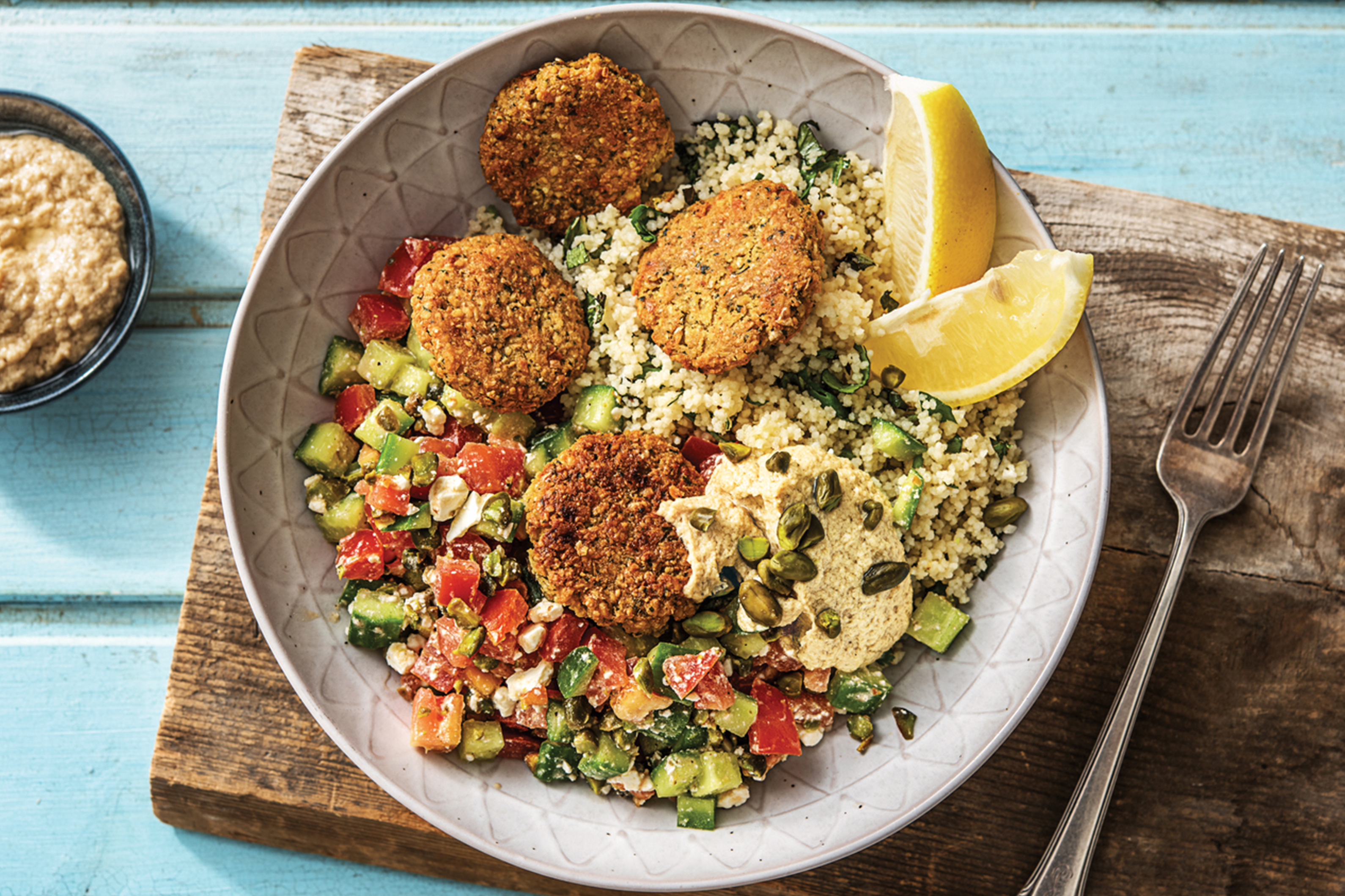Spinach Falafel Couscous Bowl