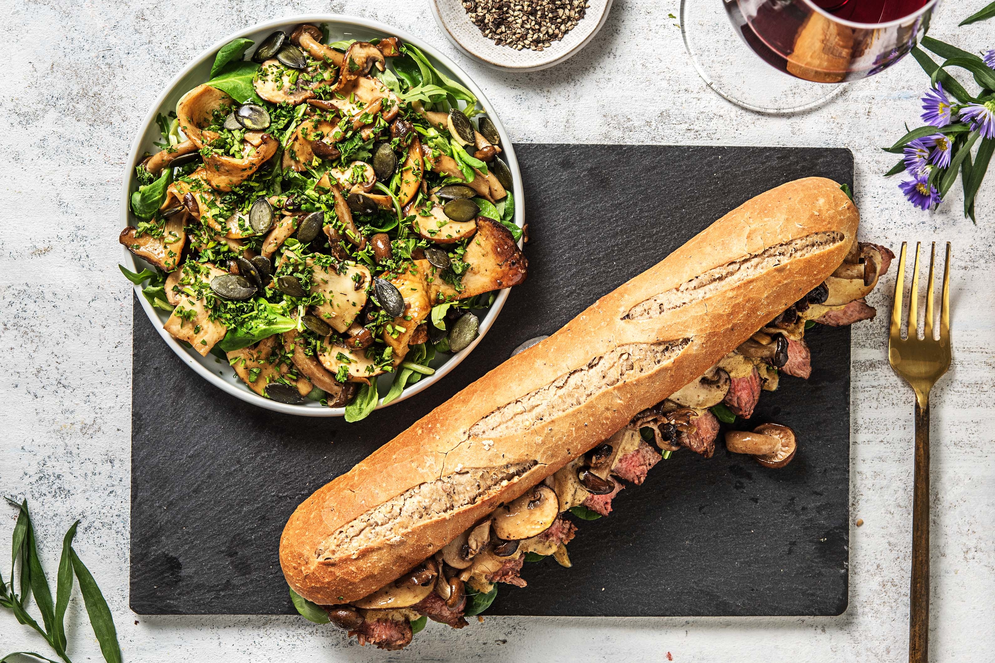 Rumpsteak op meerzadenbaguette