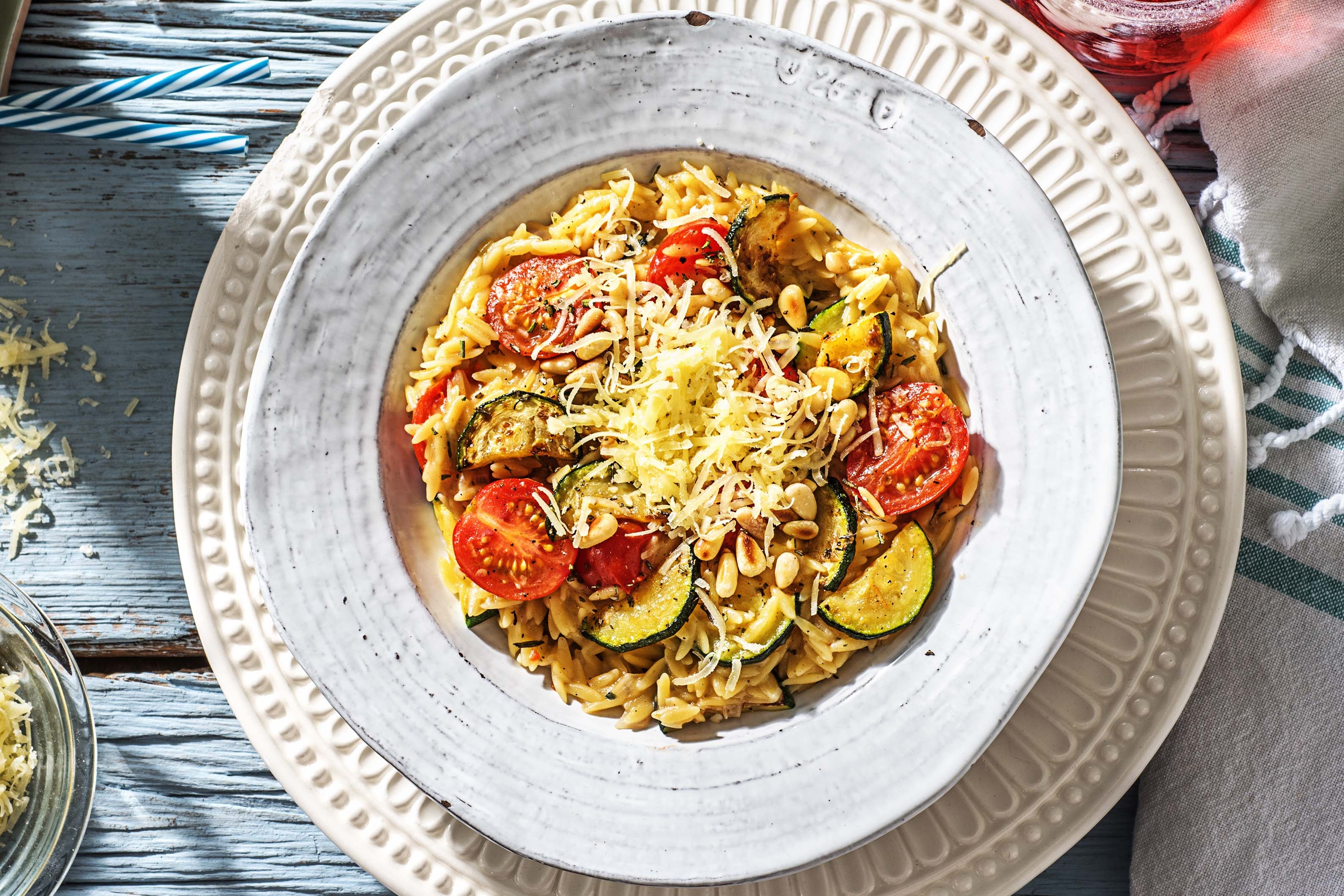 Orzo, tomates Roma et gruyère