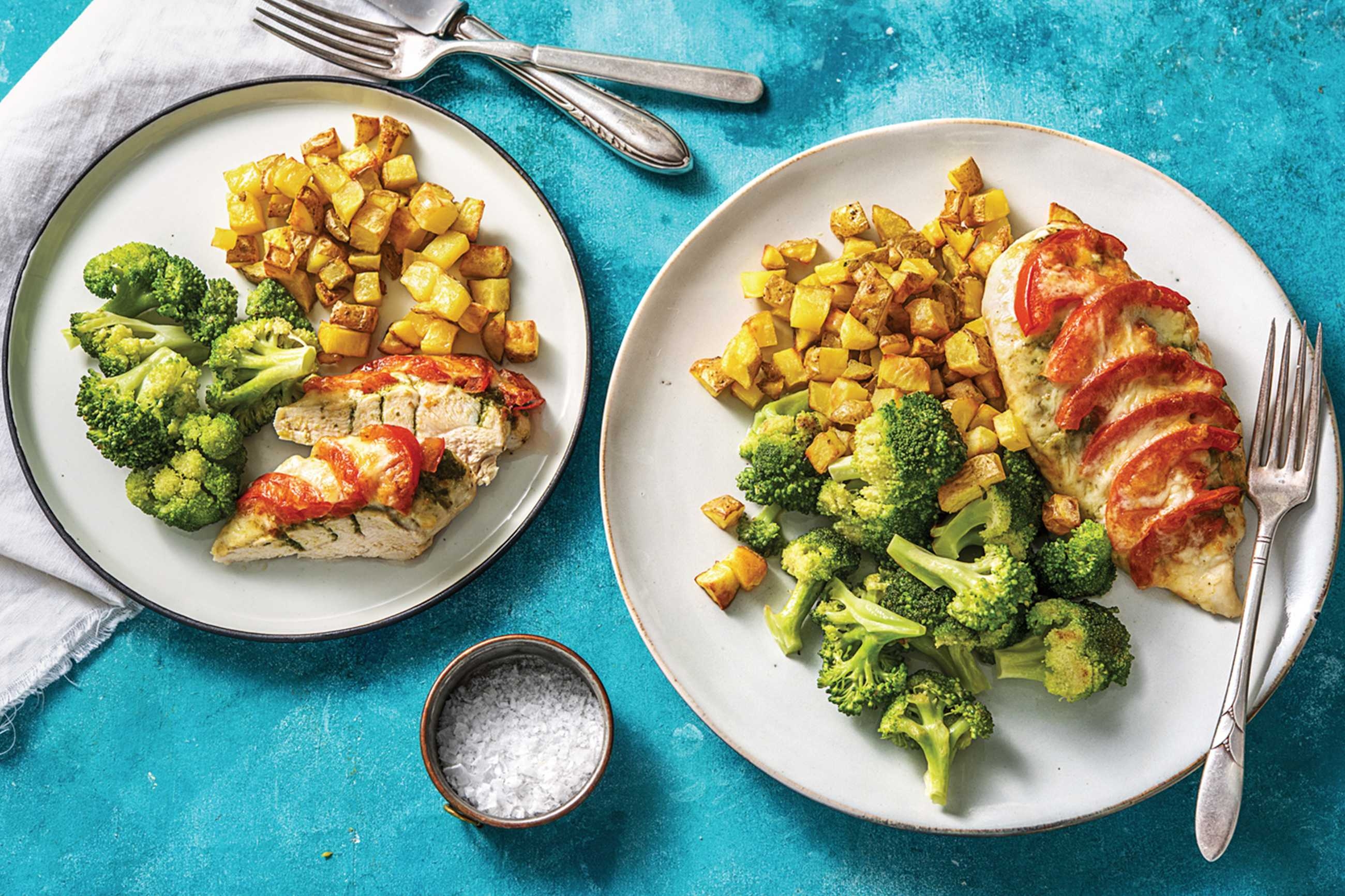 Pesto, Tomato & Cheddar Hasselback Chicken