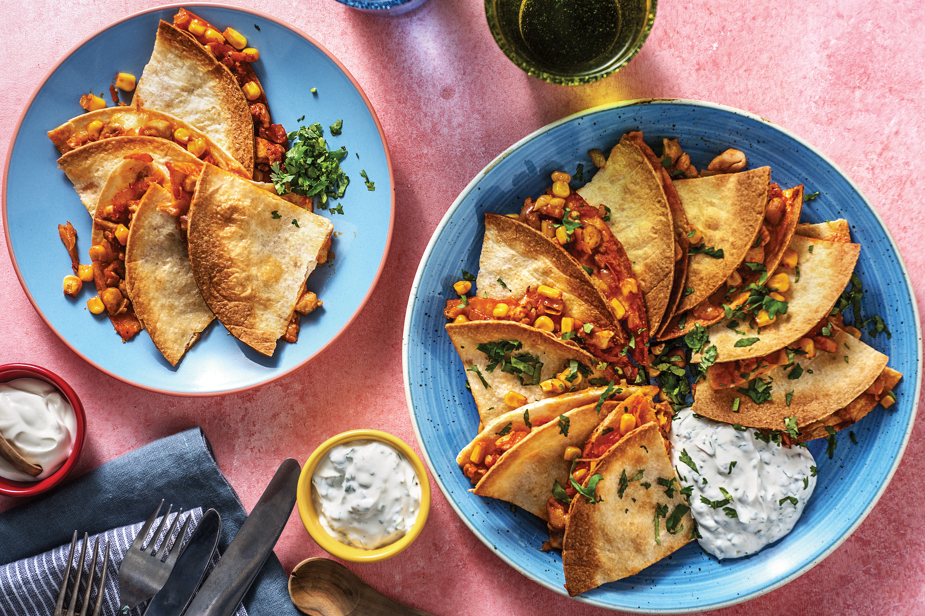 Chicken & Corn Baked Quesadillas