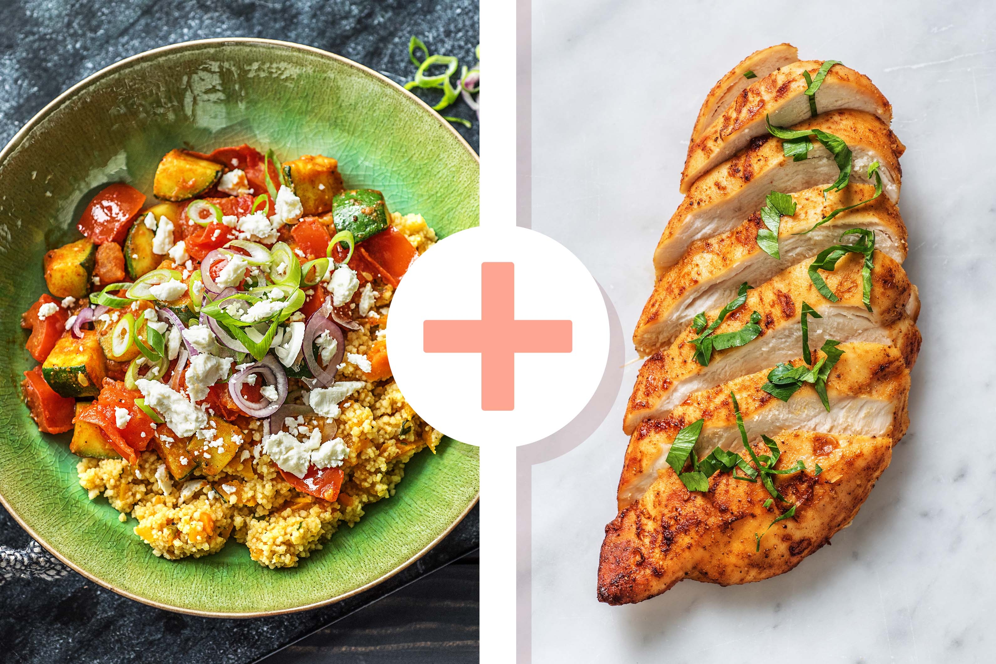 Couscous-Gemüse-Pfanne mit Harissa-Hähnchenbrust