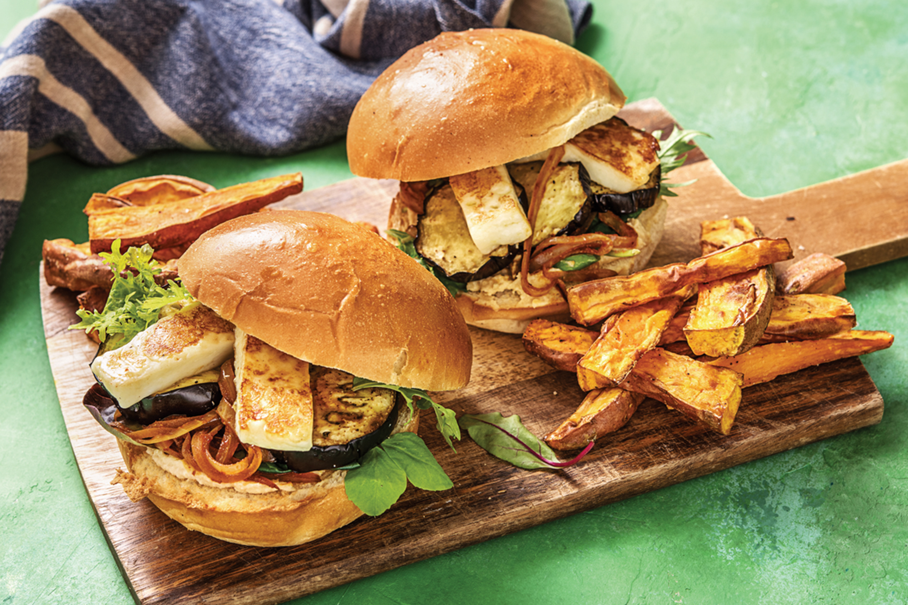 Haloumi, Eggplant & Hummus Burger