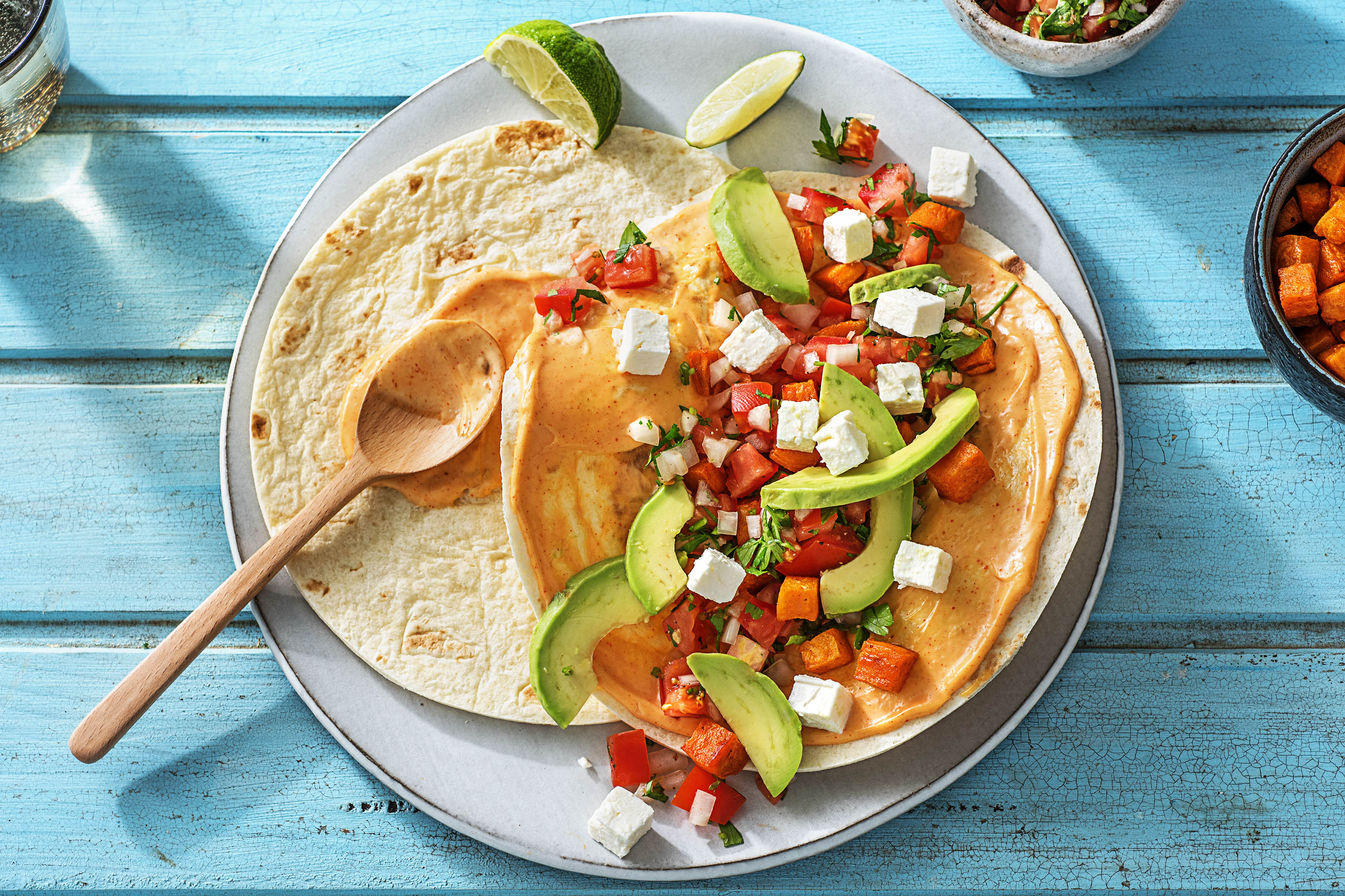 Rauchige Süßkartoffel-Hirtenkäse-Tacos