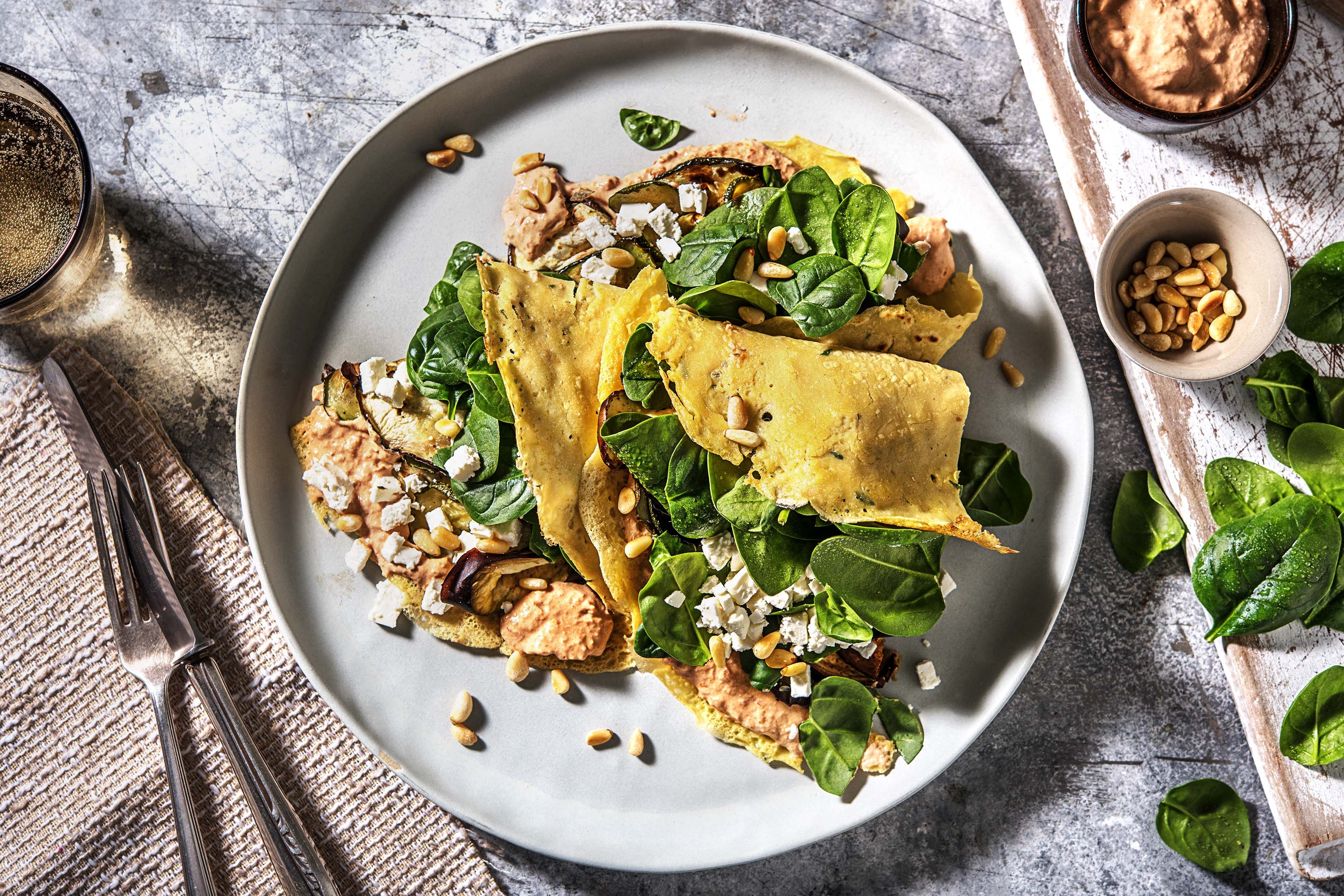 Socca mit Antipastigemüse