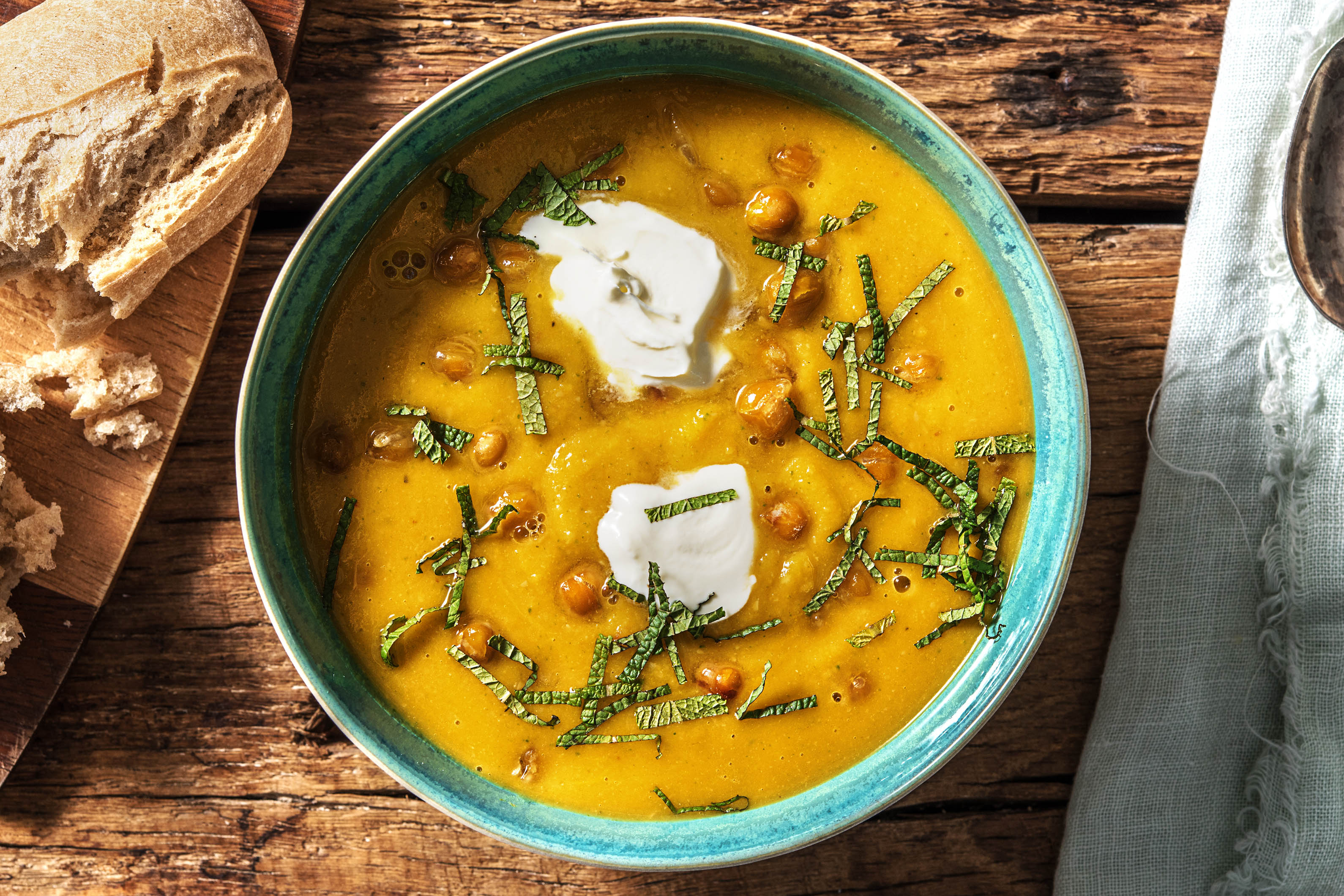 Soupe de courge et de pois chiches au cumin