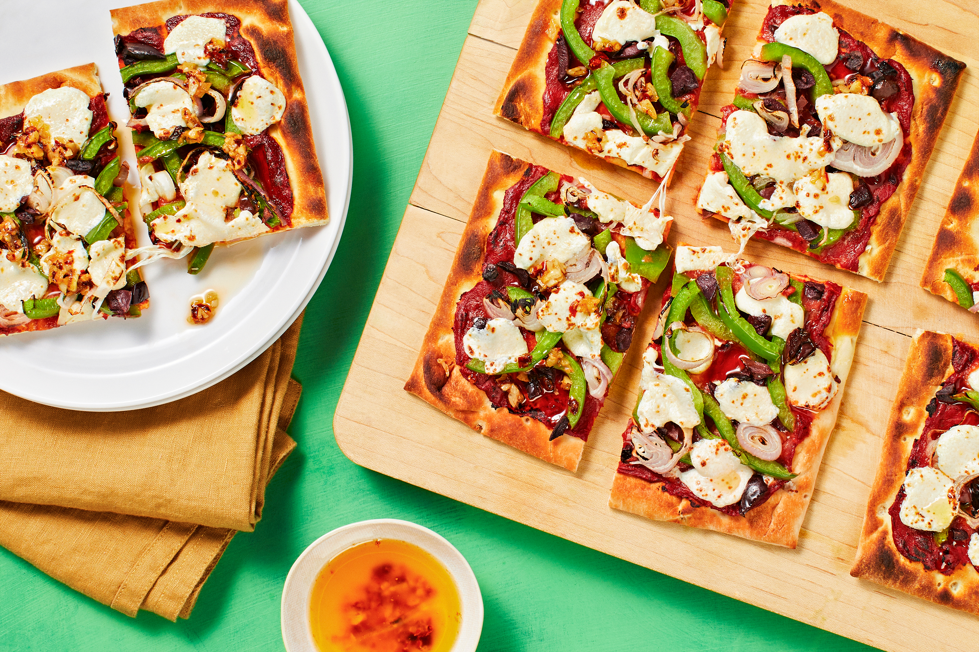 Green Pepper and Black Olive Flatbread