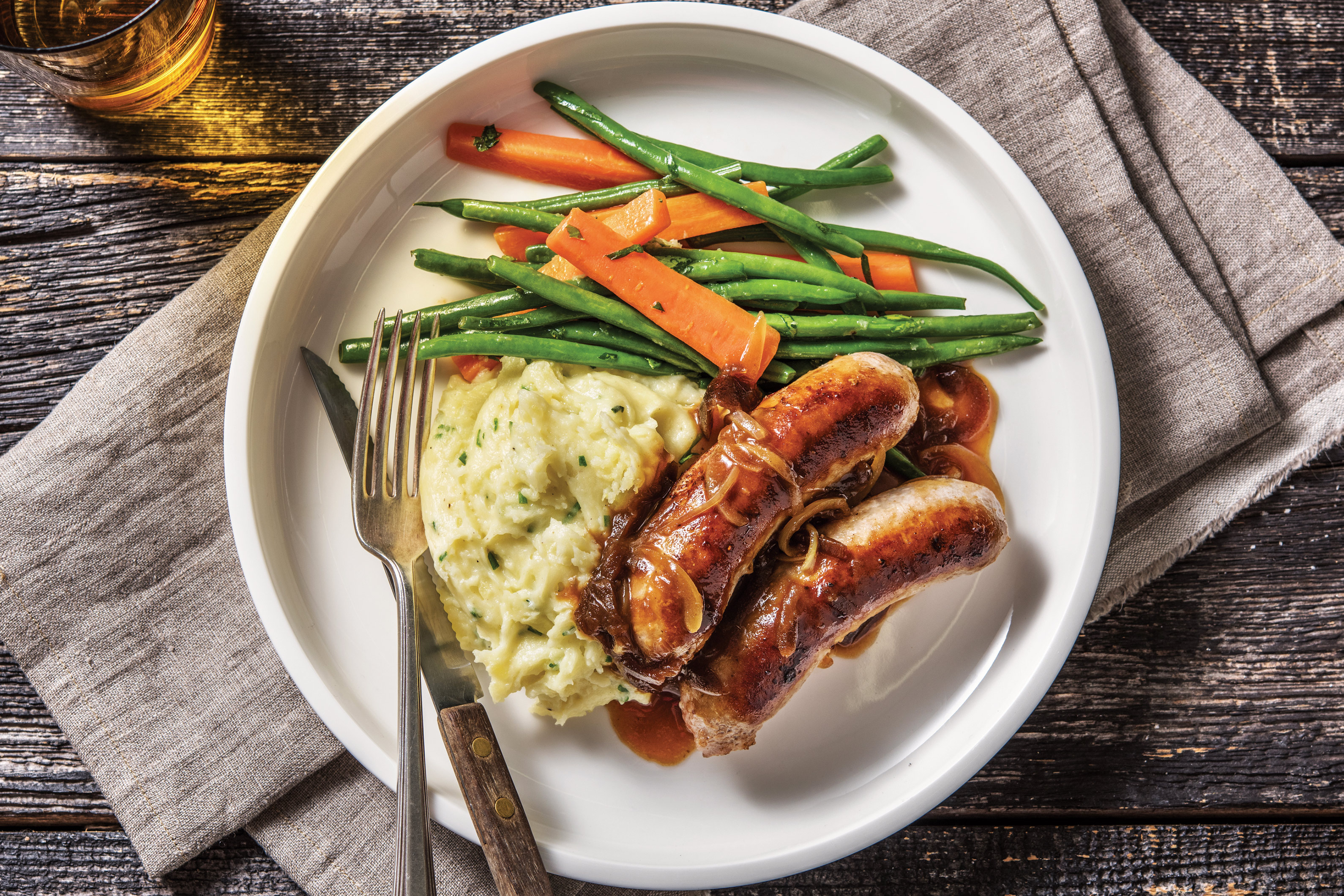 Classic Pork Sausages & Parmesan Mash