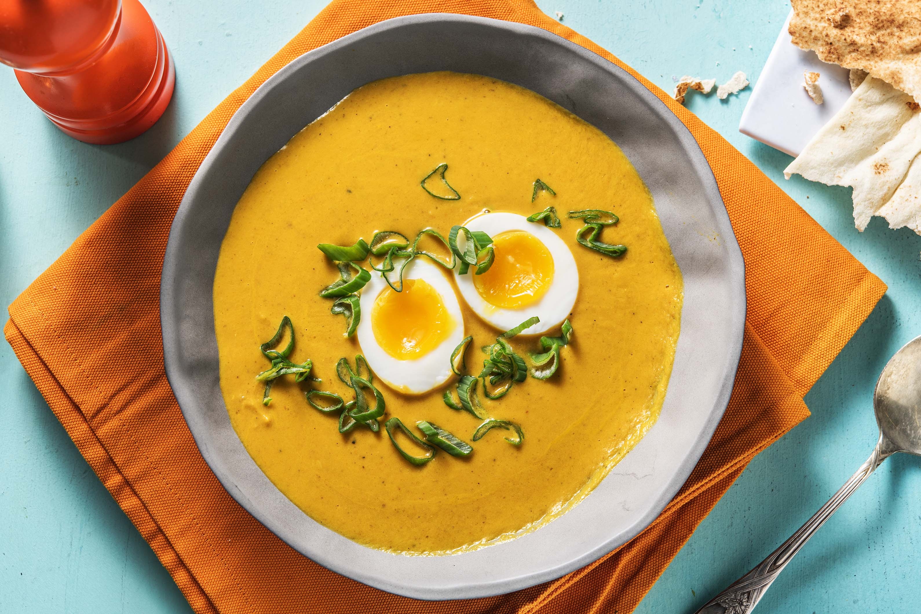 Koninklijke pompoen-pindasoep