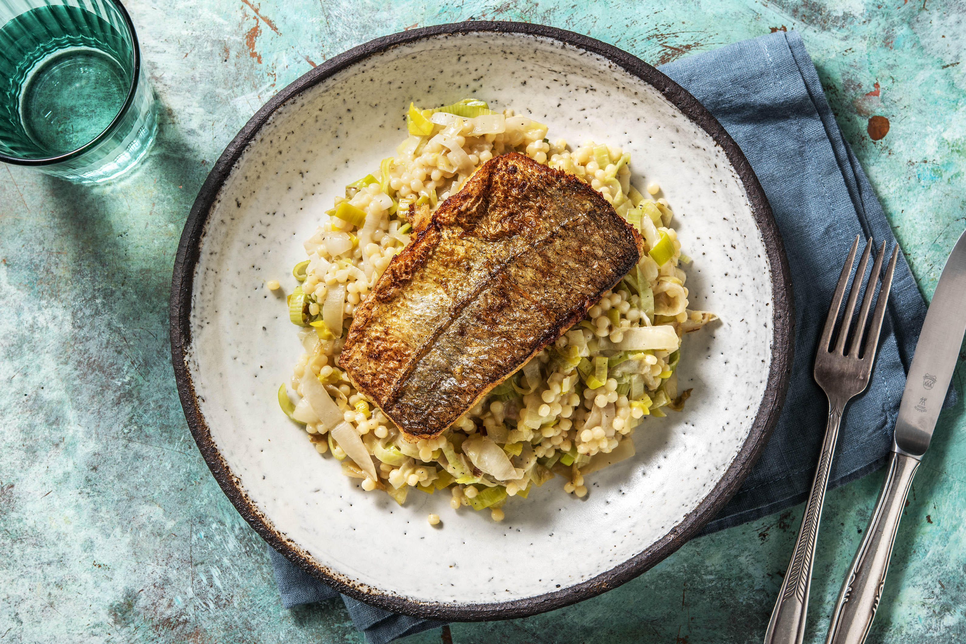 Couscous perlé fondant et filet de merlu