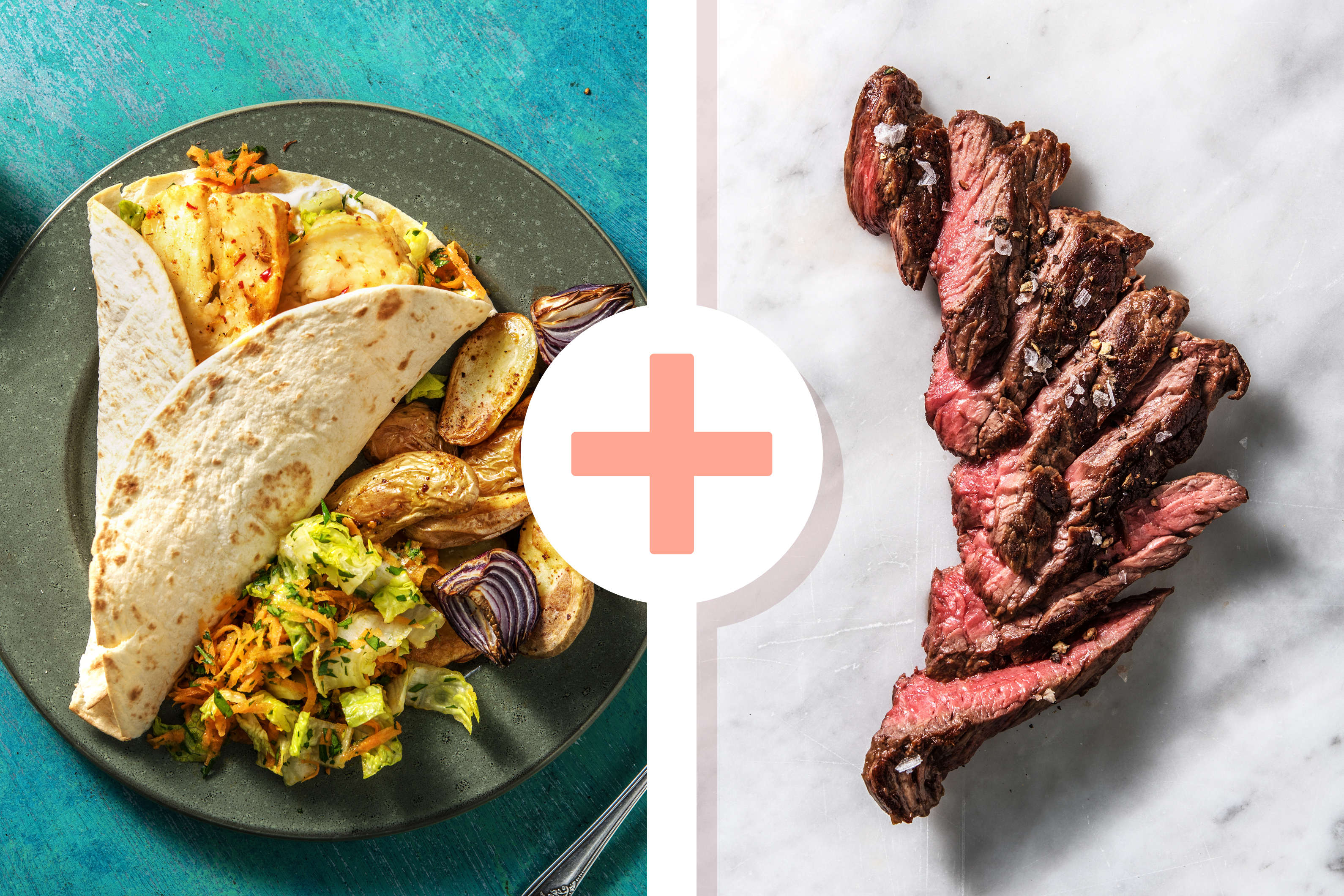 Scharfe Halloumi-Wraps mit Steakstreifen