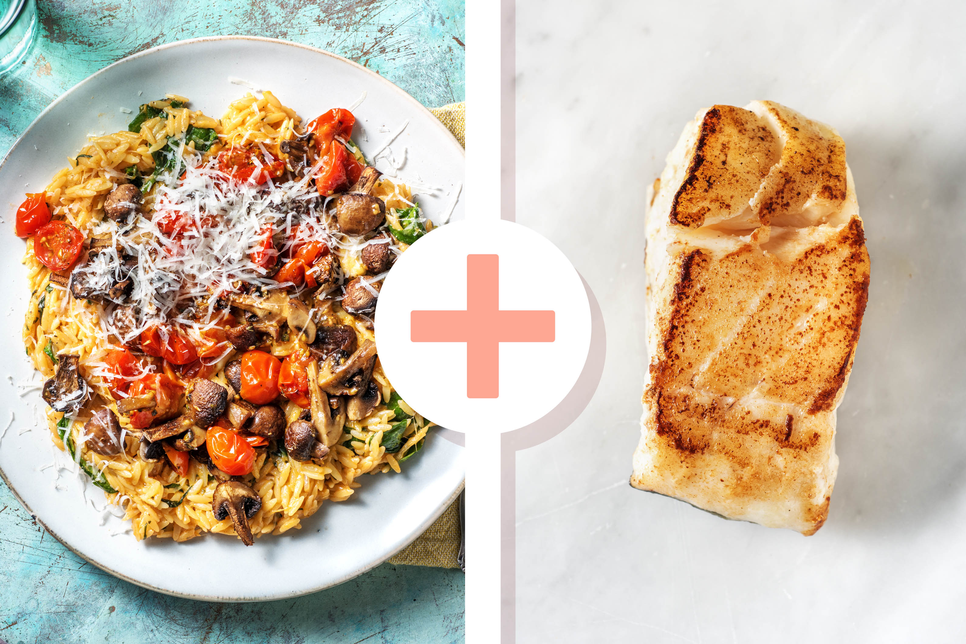 Orzo-Nudel-Risotto mit Kabeljaufilet