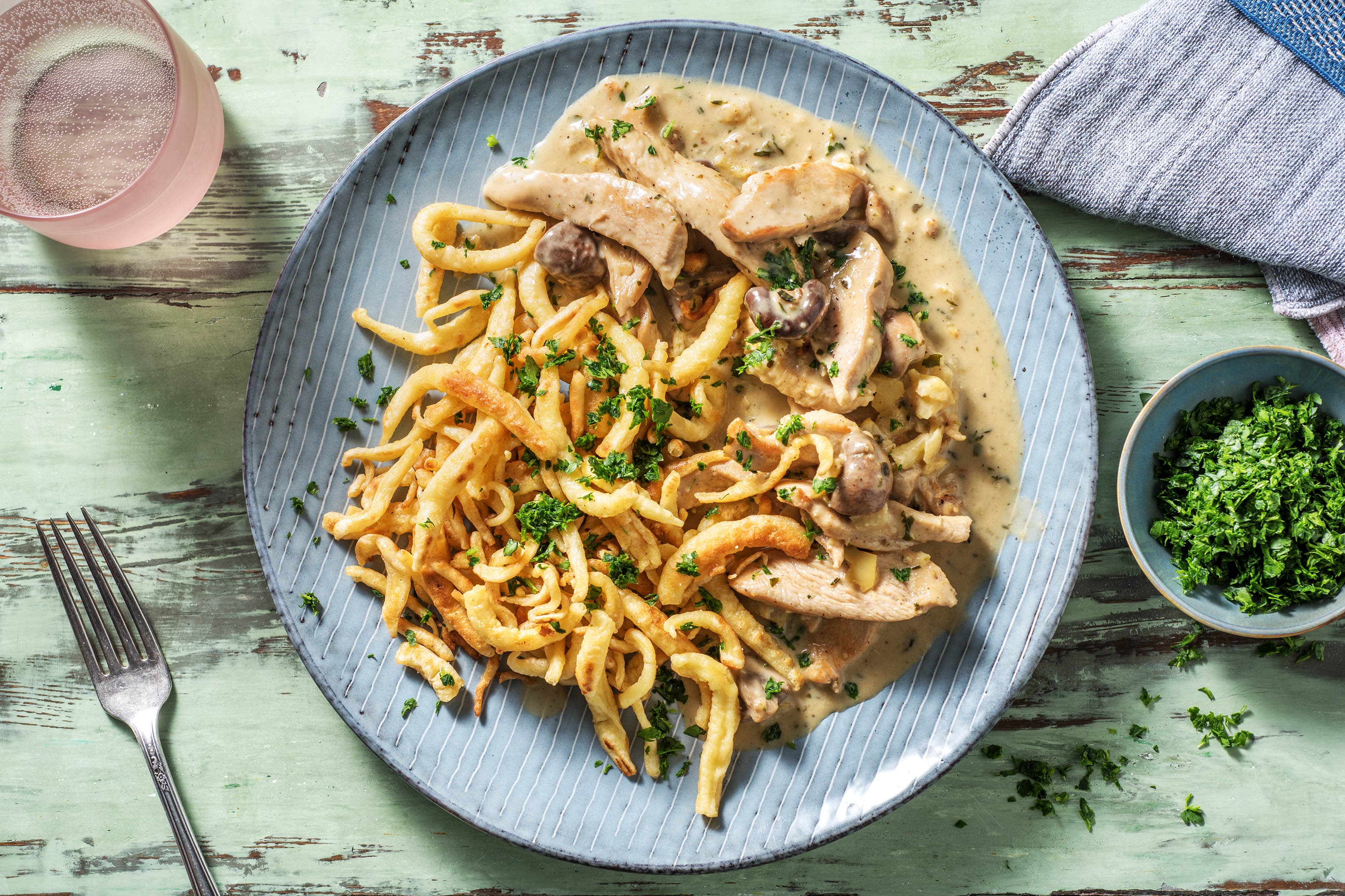 Hähnchengeschnetzeltes mit Spätzle