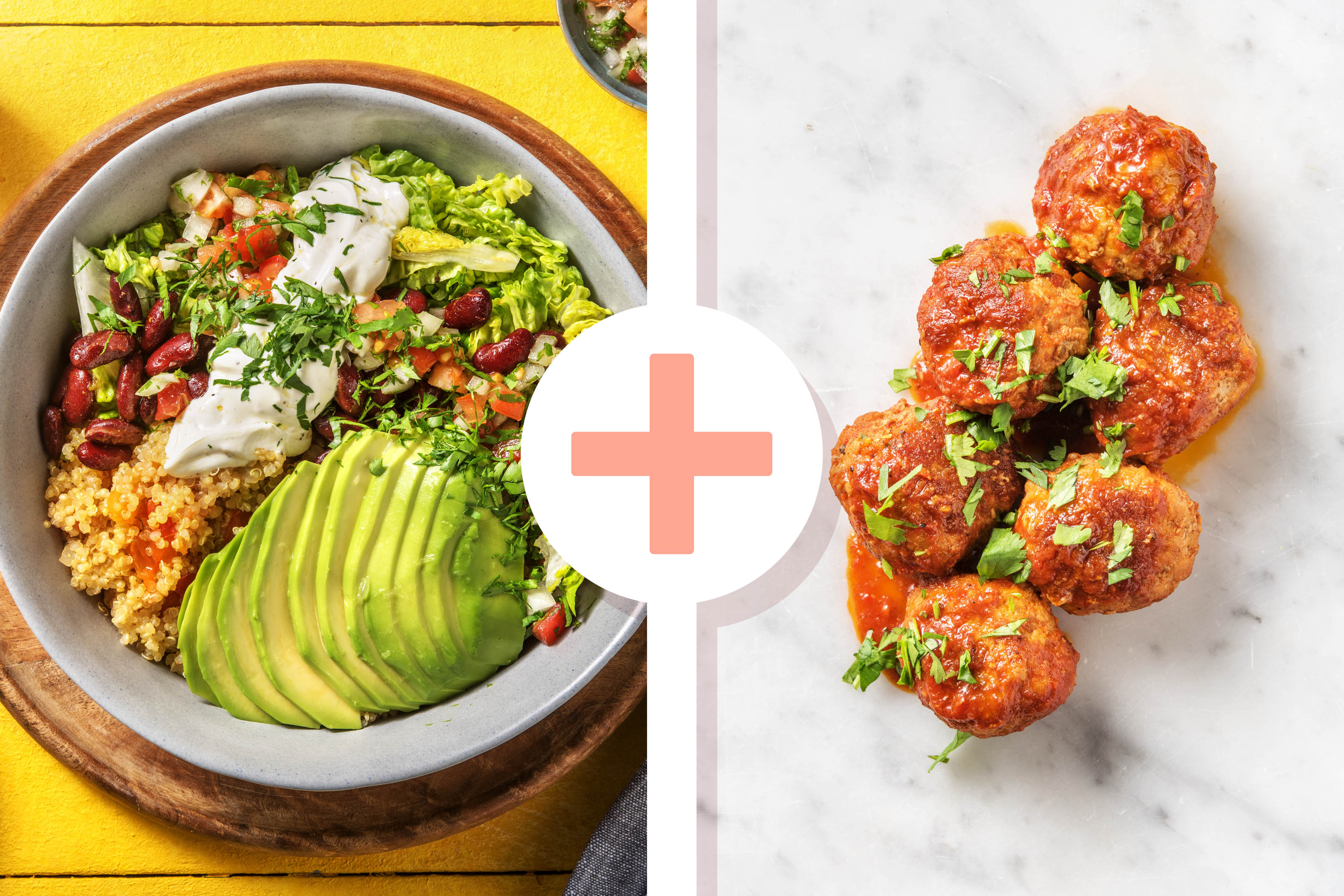 Burrito-Bowl mit extra Hackbällchen