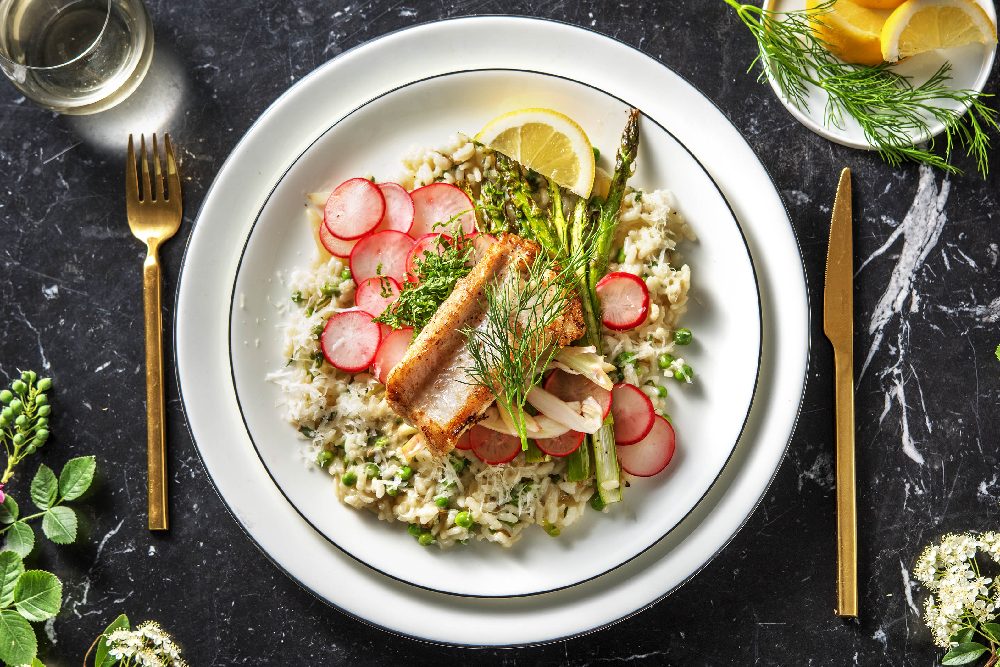 Frisse risotto met zeewolf