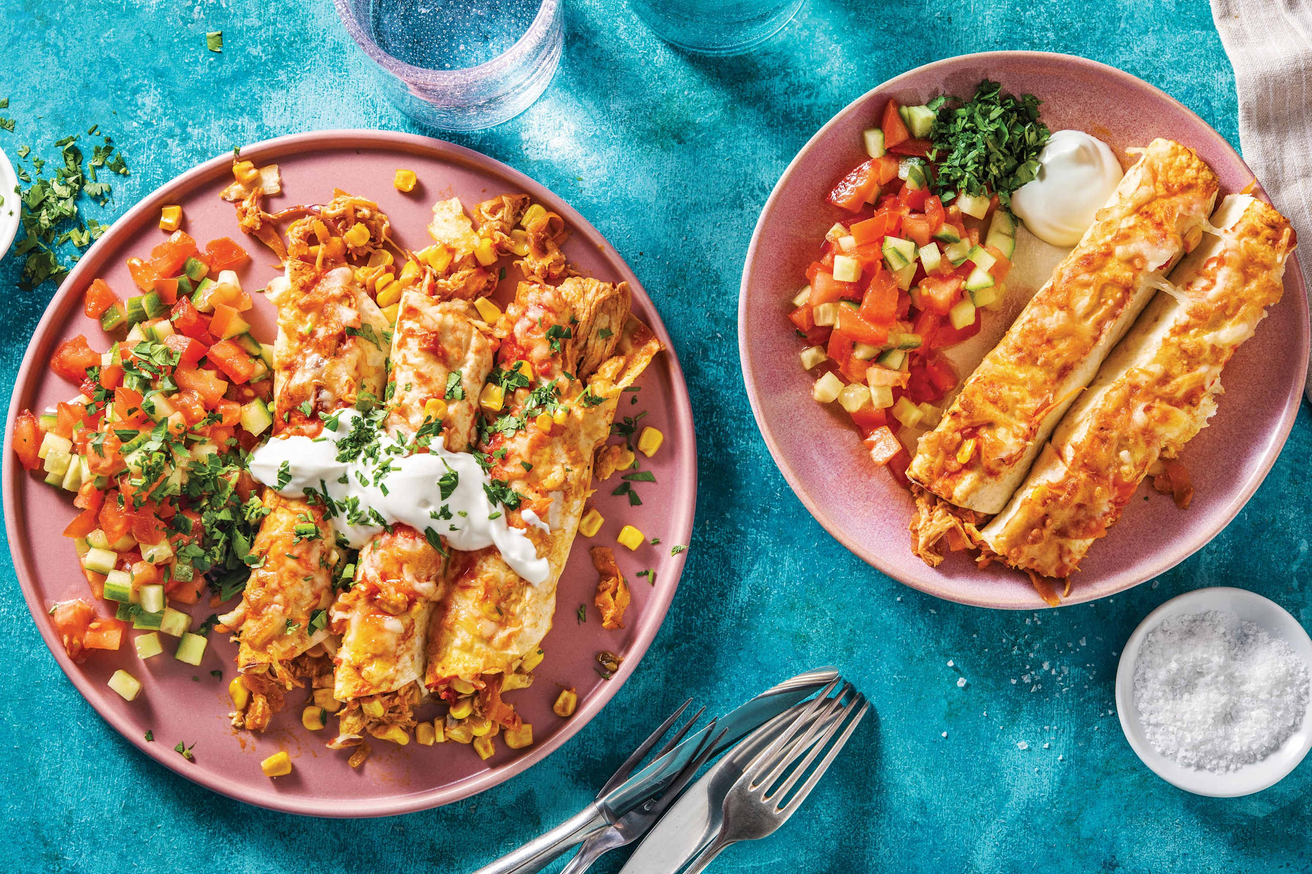 Cheesy Chicken Enchiladas with Greek Yoghurt