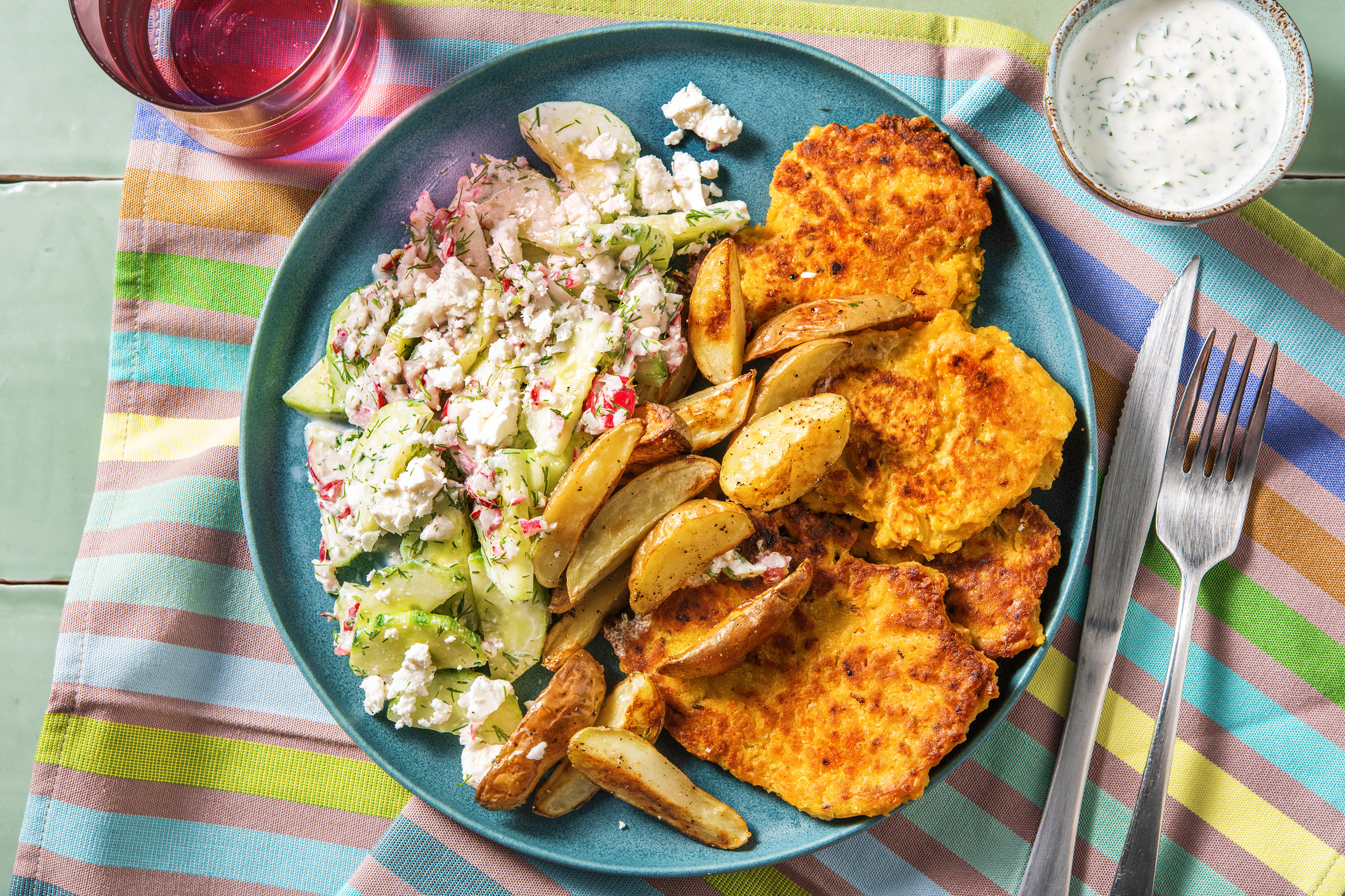 Kichererbsenbratlinge mit Petersiliendip