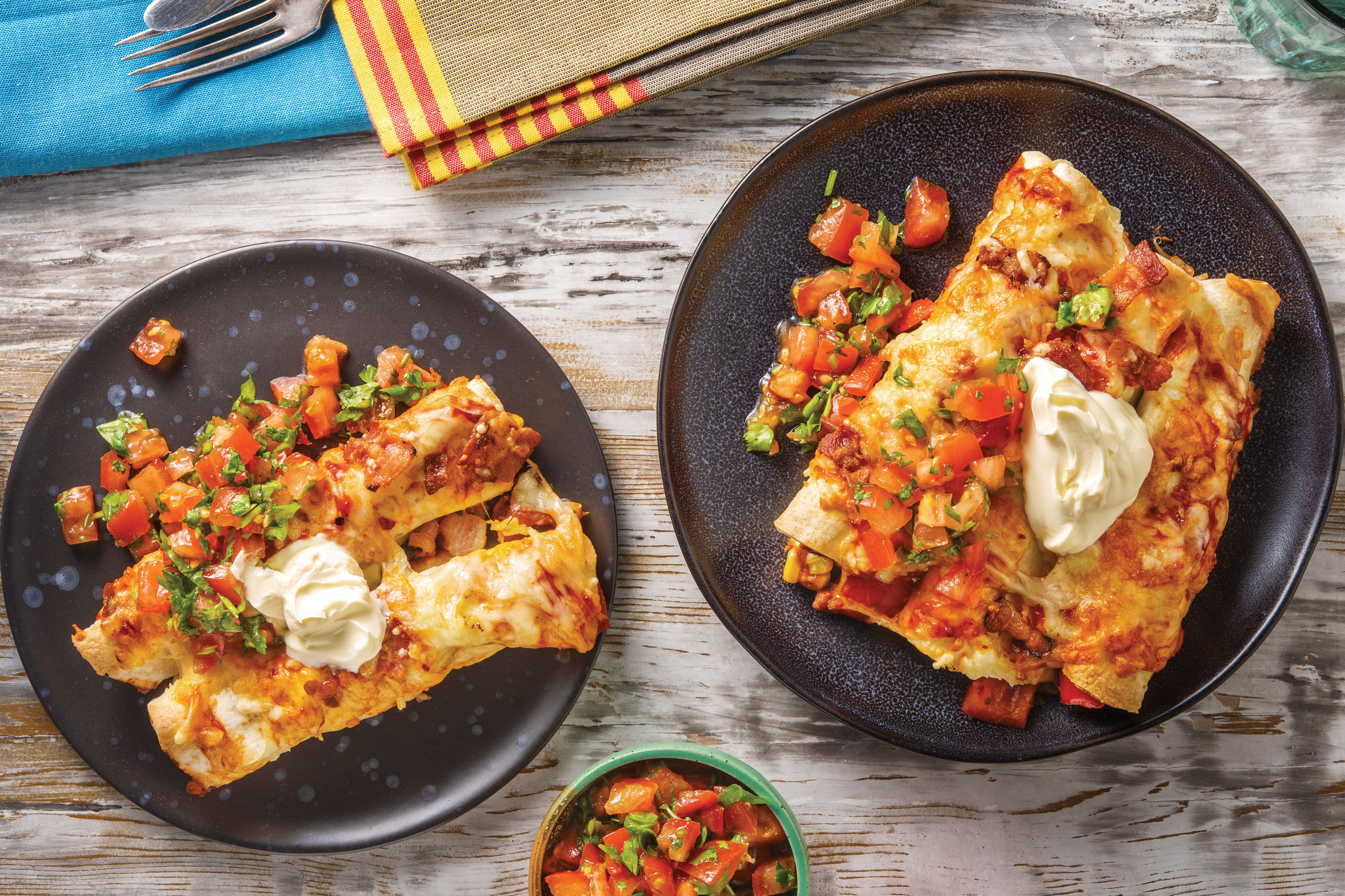 Cheesy Bacon & Black Bean Enchiladas
