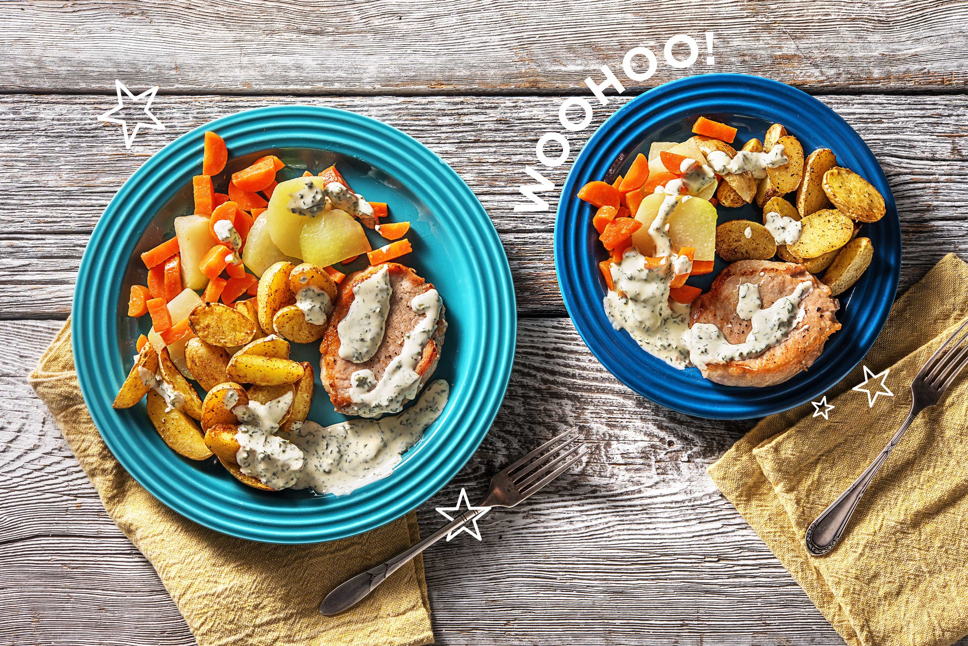 Schweinesteaks mit Kohlrabigemüse