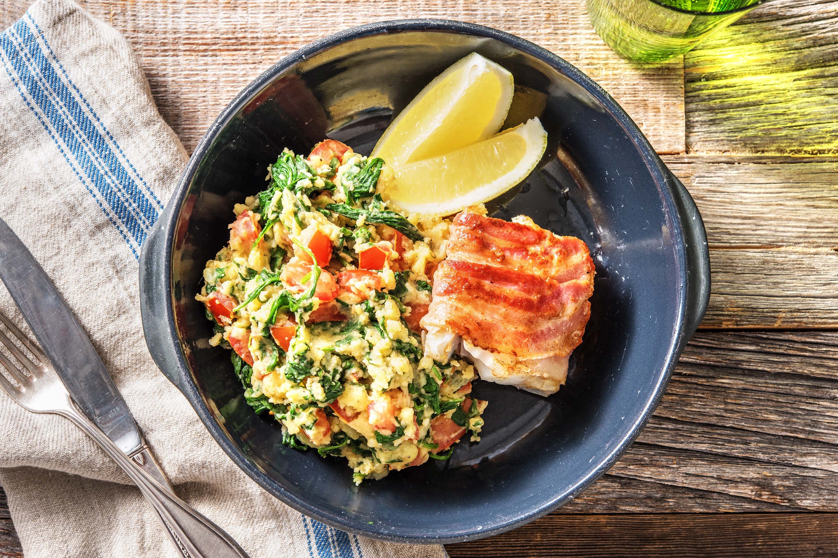 Filet d’églefin au citron et au lard