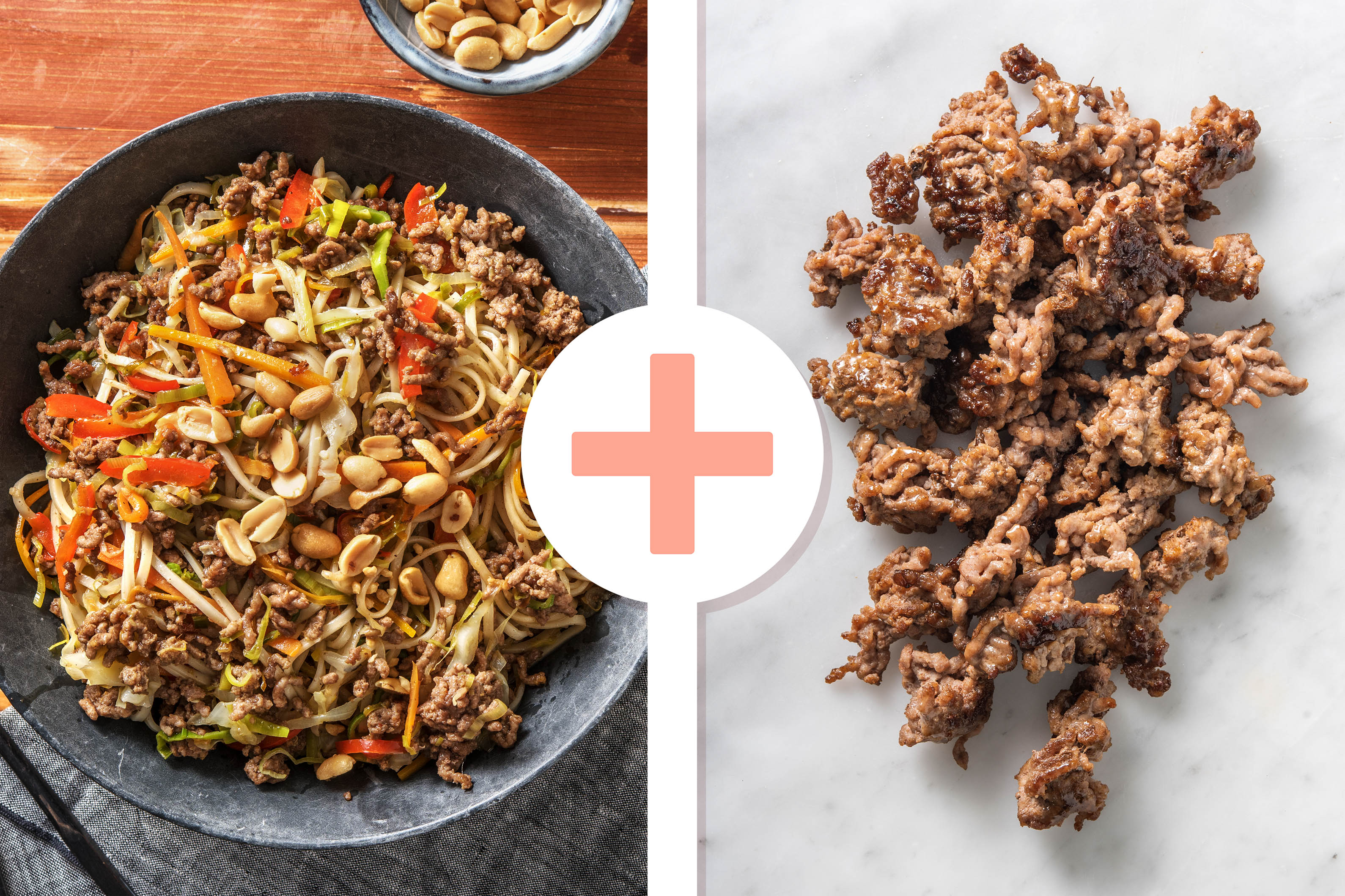 Nouilles et bœuf haché à l’asiatique