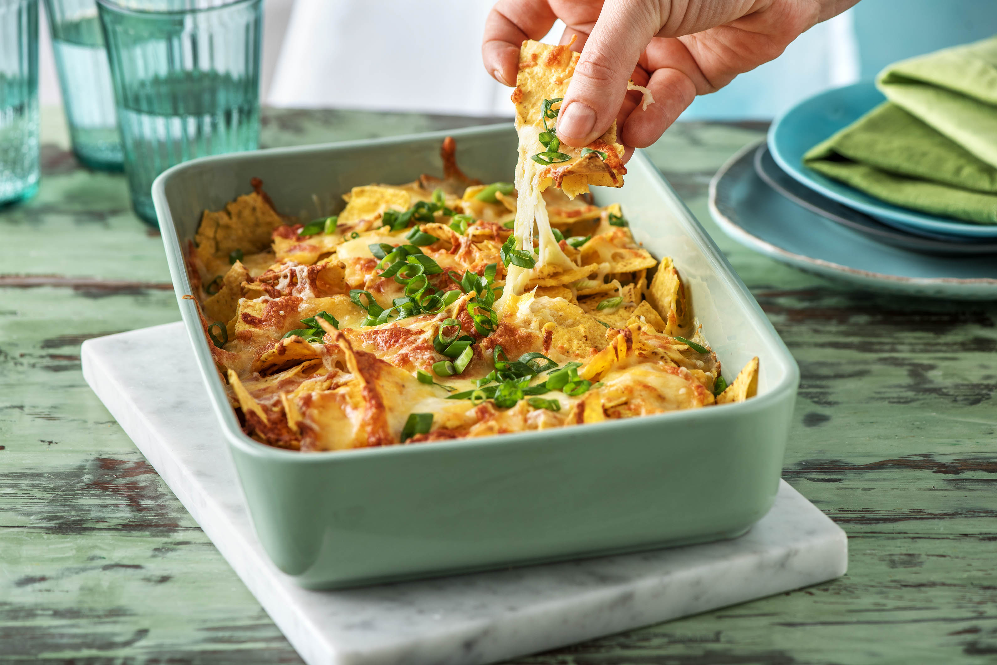 schneller Nacho-Bake mit Bergjausenkäse