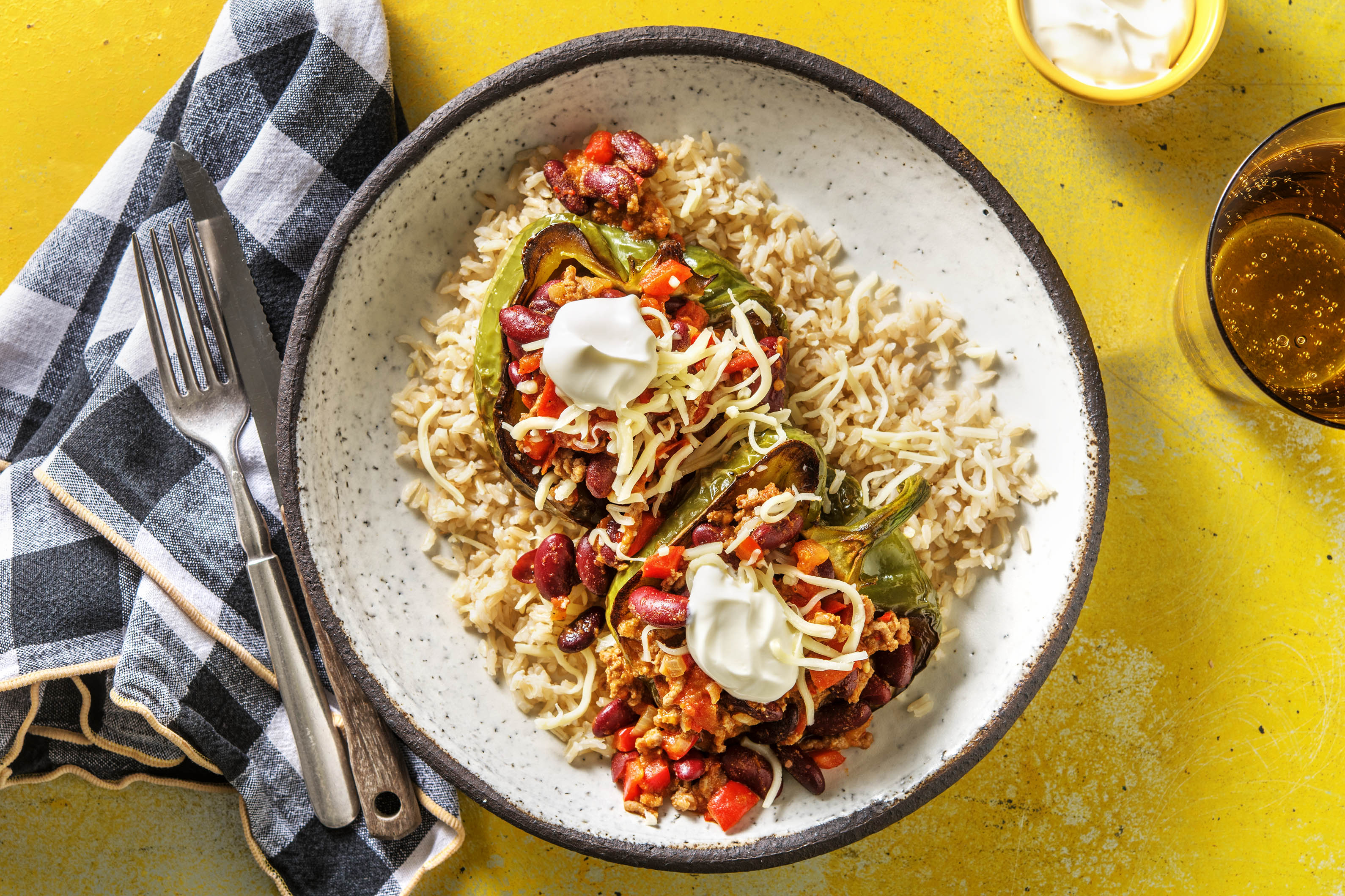 De poivrons farcis au chili con carne