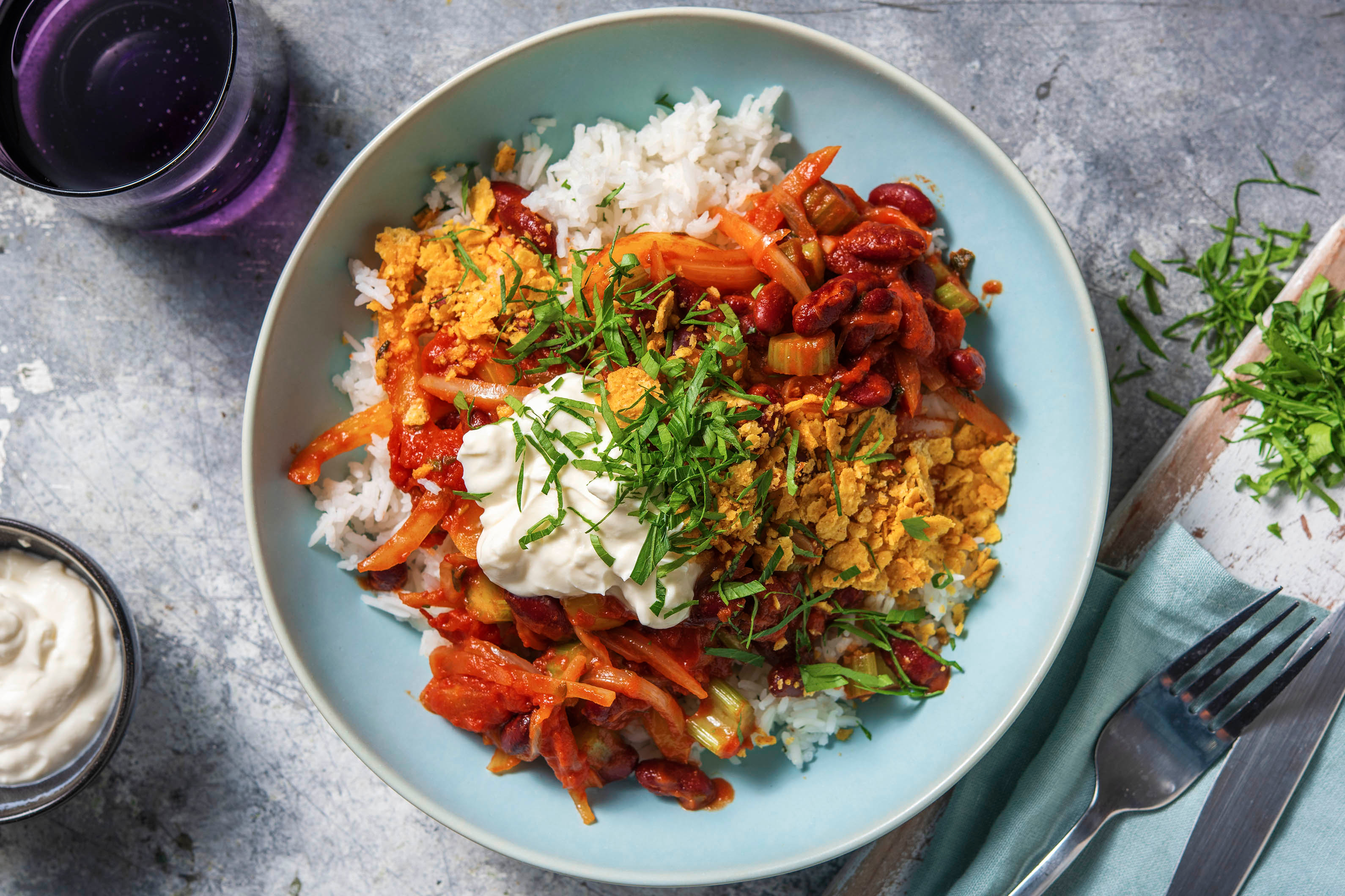 Bohnenpfanne mit Tortillas