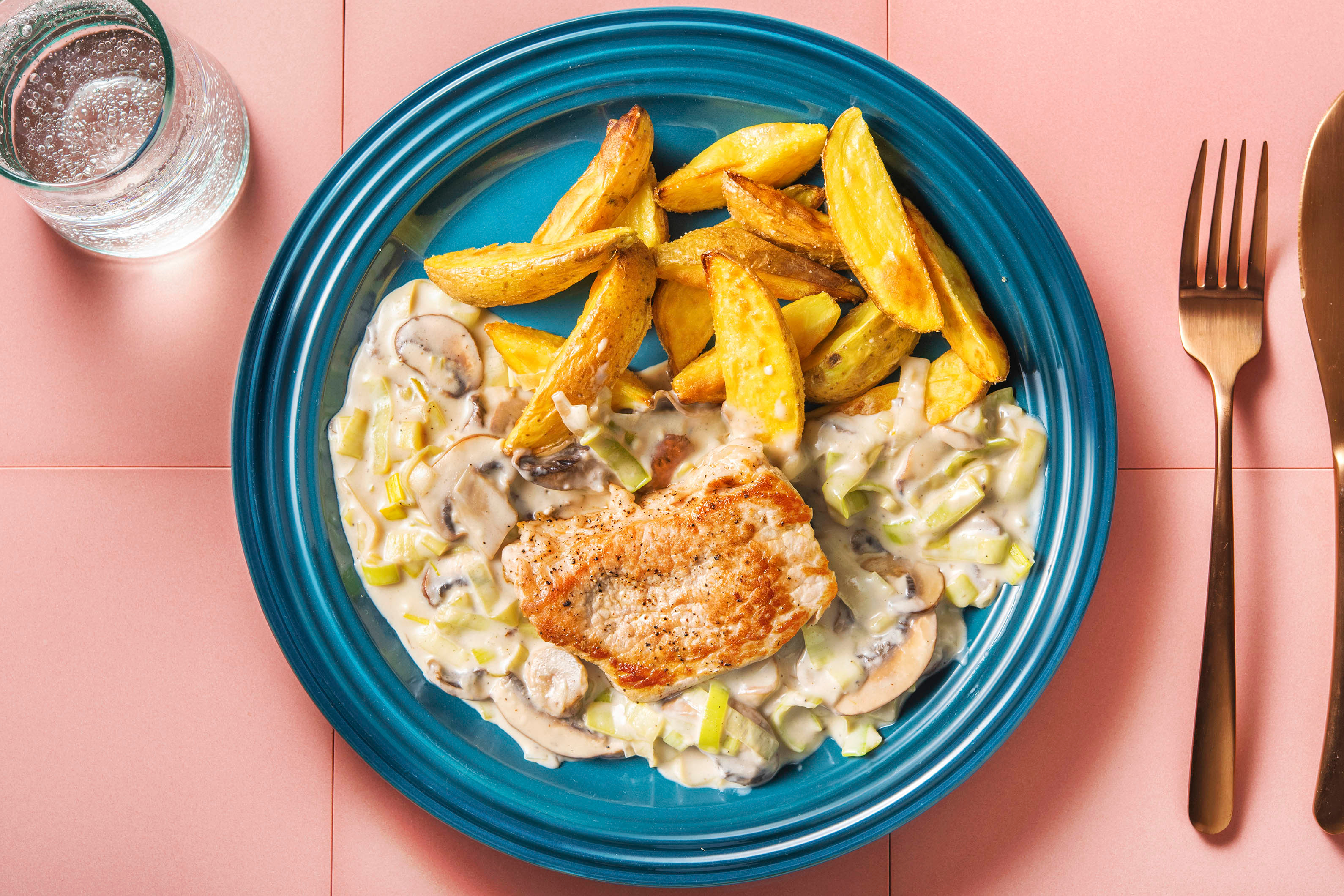 Minuten-Schweinesteak mit Kartoffeln