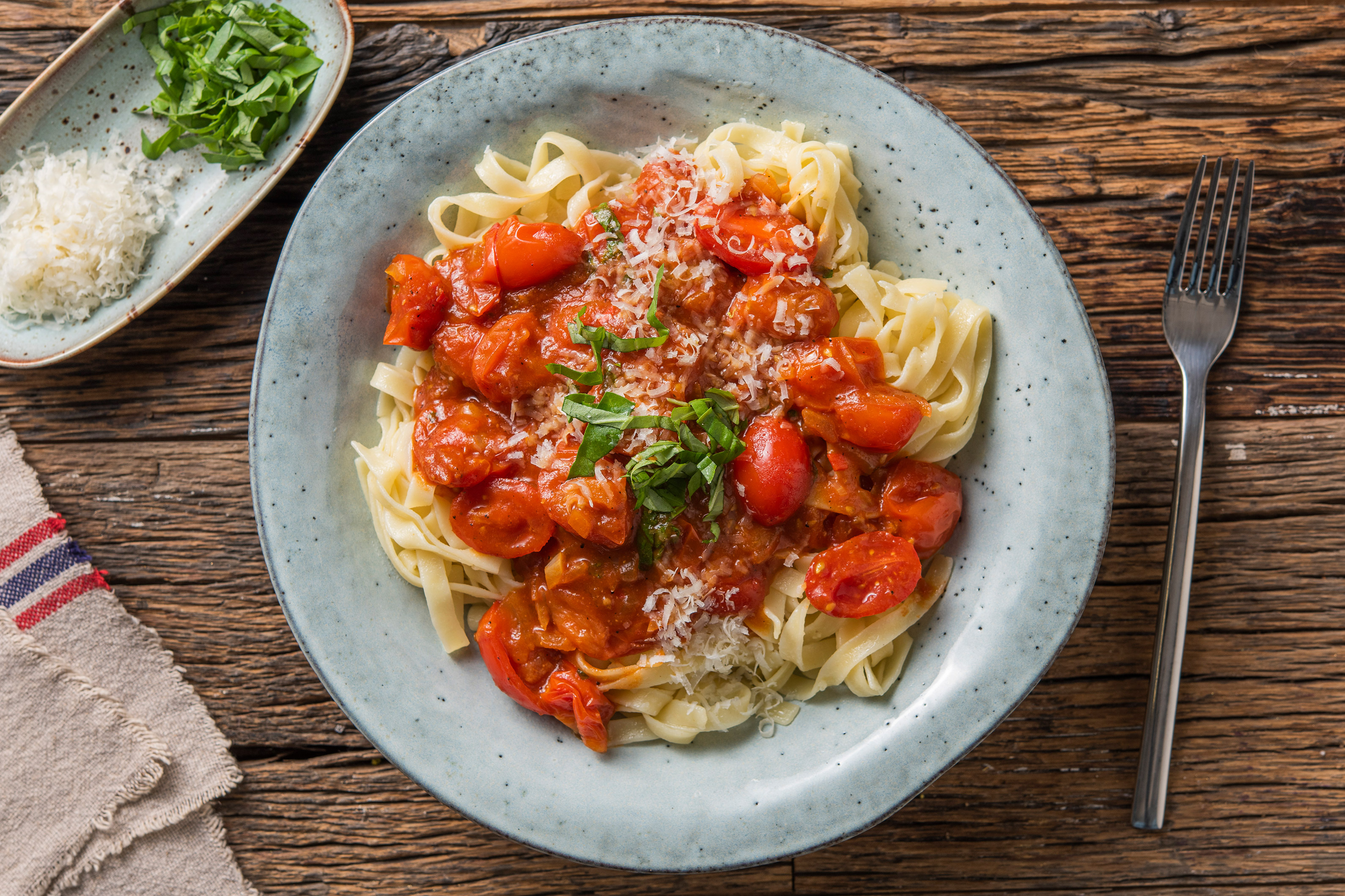 Tagliatelle fraîches et tomates cerises