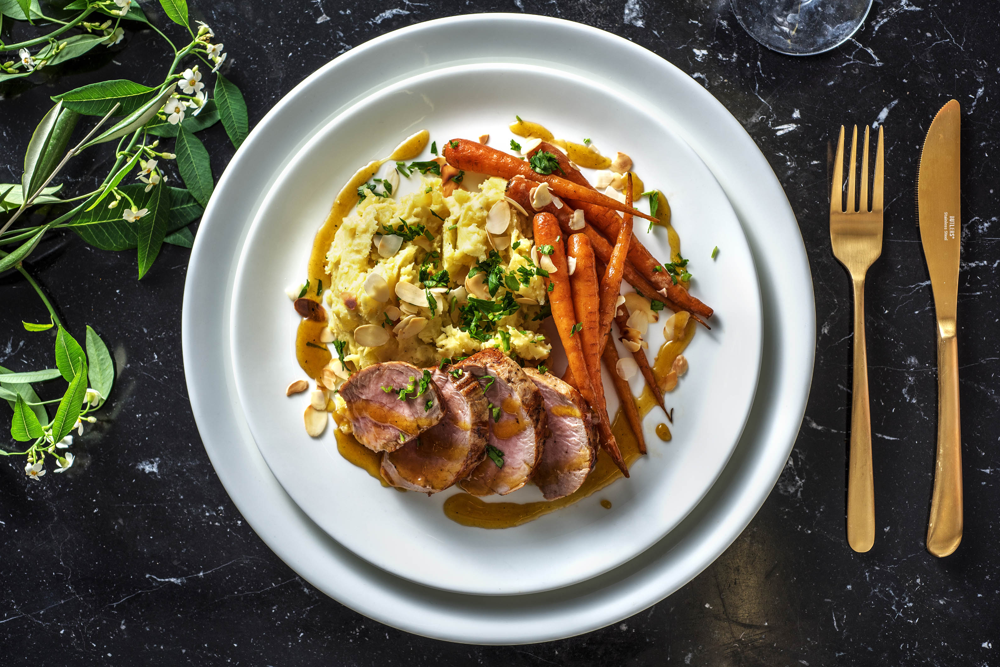 Filet mignon de porc et sa sauce à l'orange et au miel