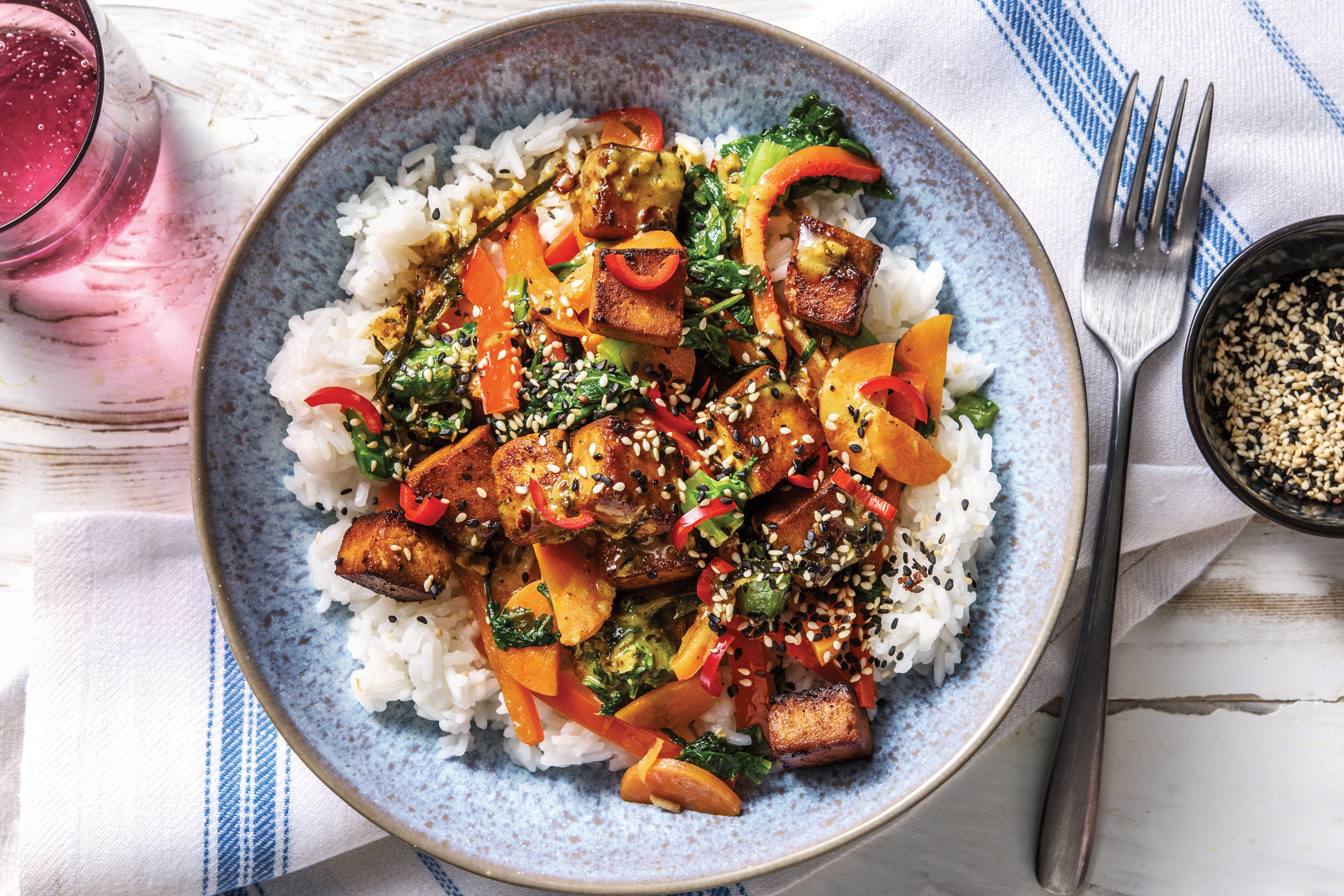 Asian Tofu & Veggie Rice Bowl