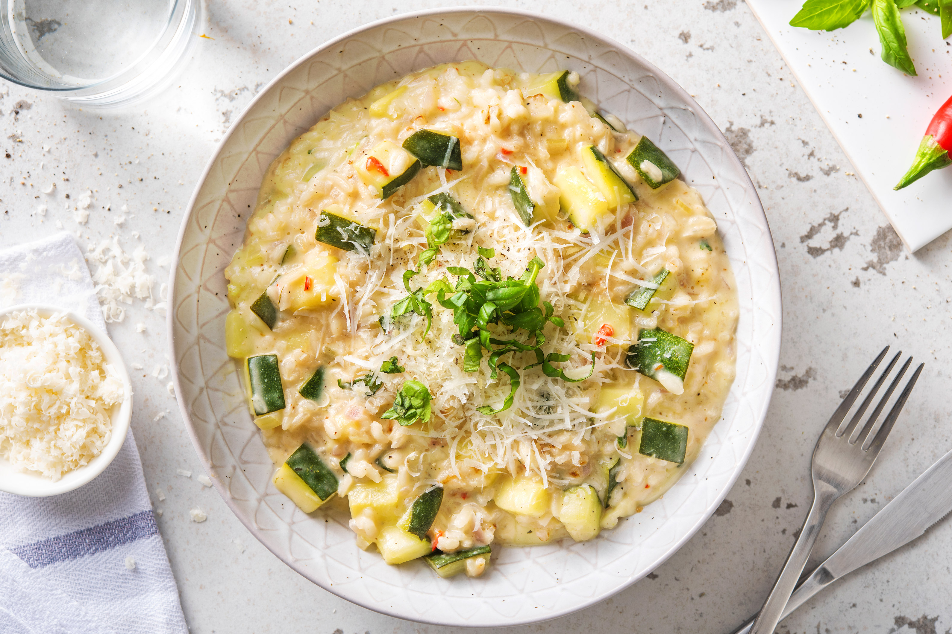 Risotto met courgette en buffelmozzarella