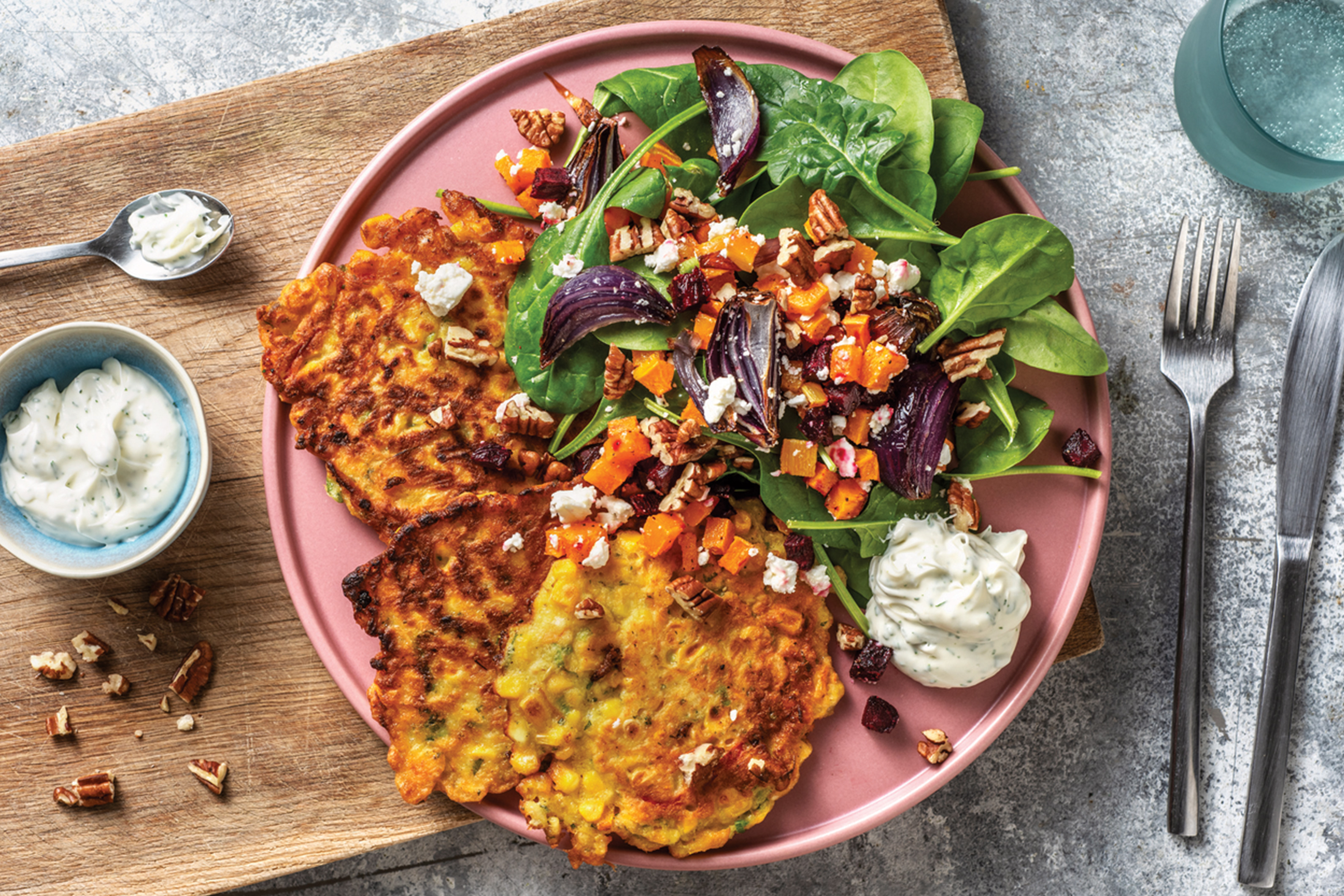 Spring Onion, Sweetcorn & Feta Fritters