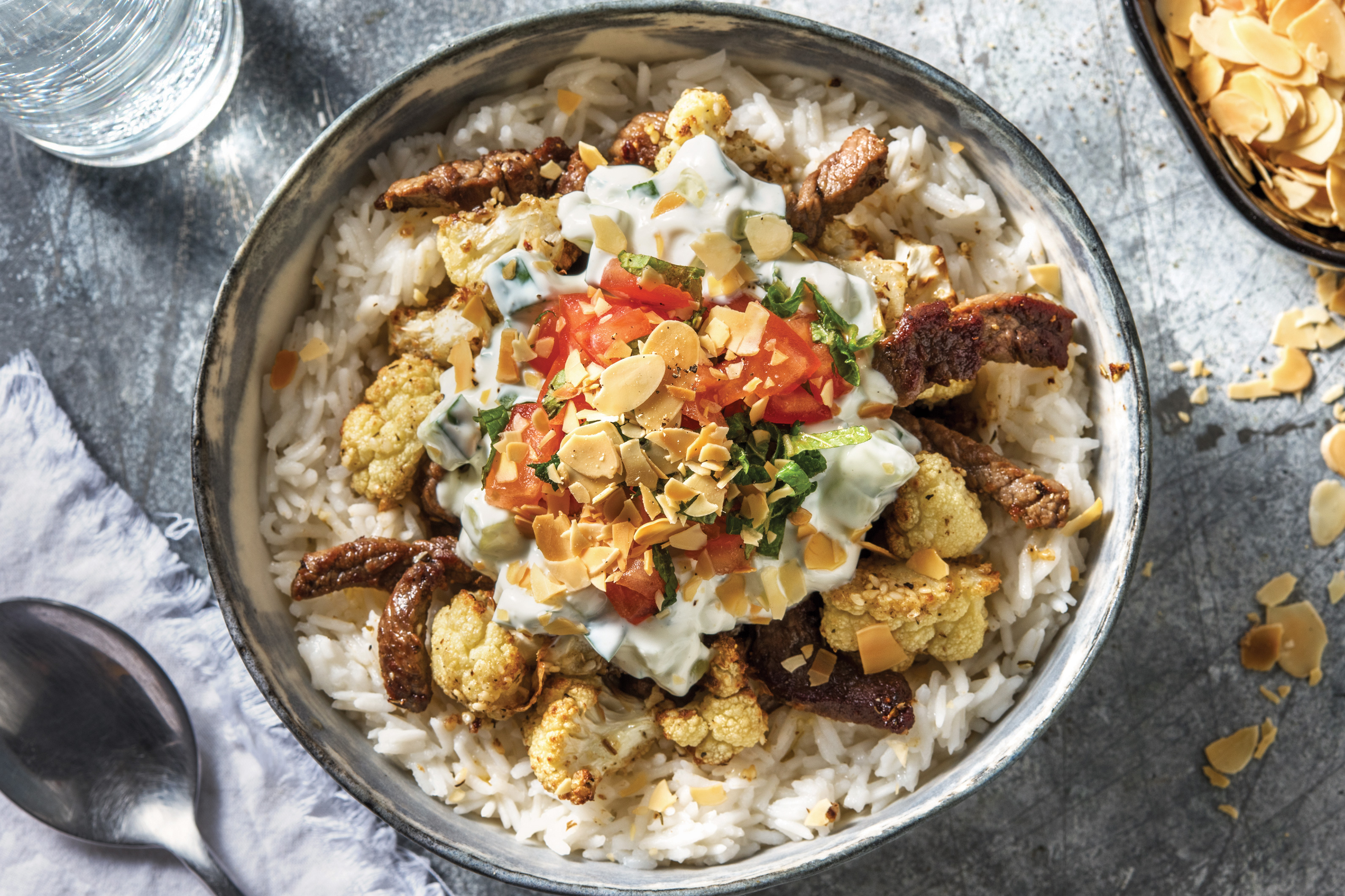 Chermoula Beef & Garlic Rice Bowl
