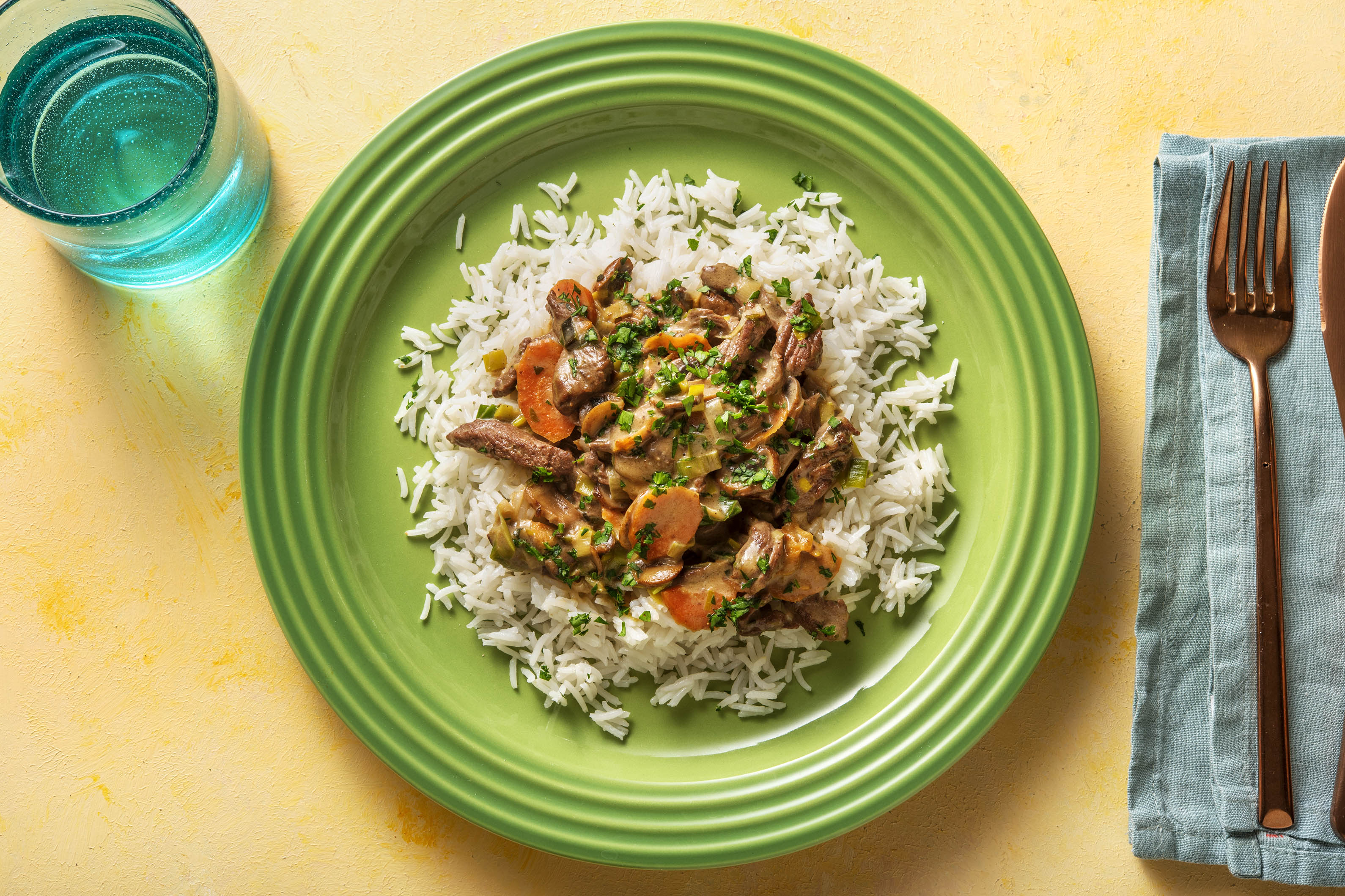 Cremiges Rindergeschnetzeltes