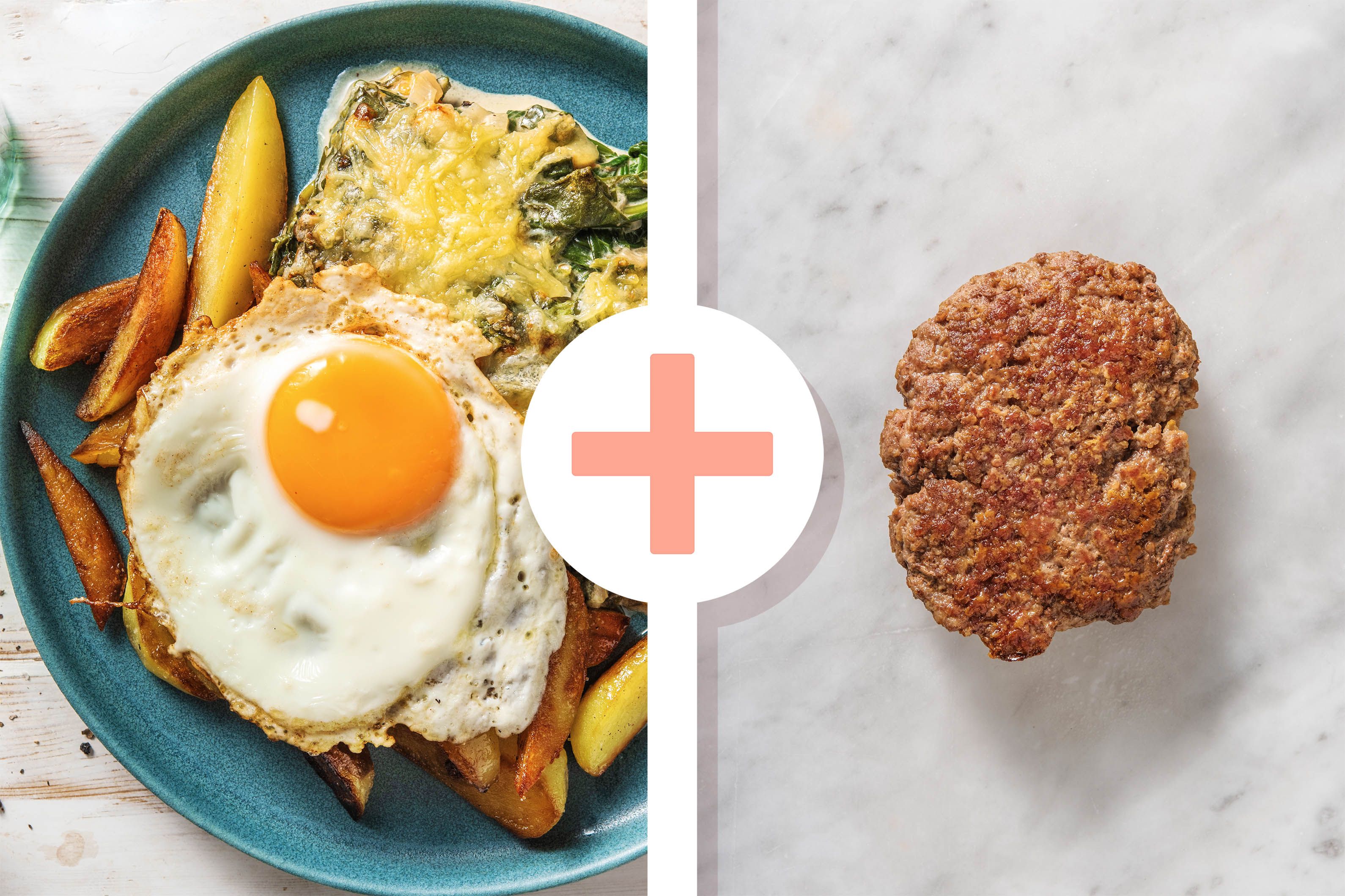 Veggie + protein - Gratin crémeux d'épinard avec un steak haché en extra