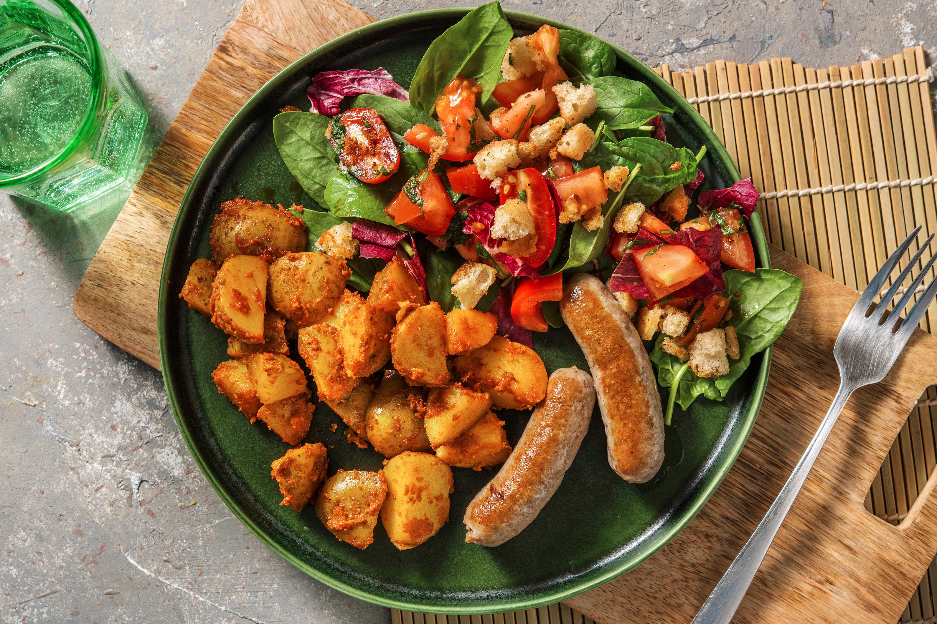 Saucisses de poulet et panzanella à l’italienne